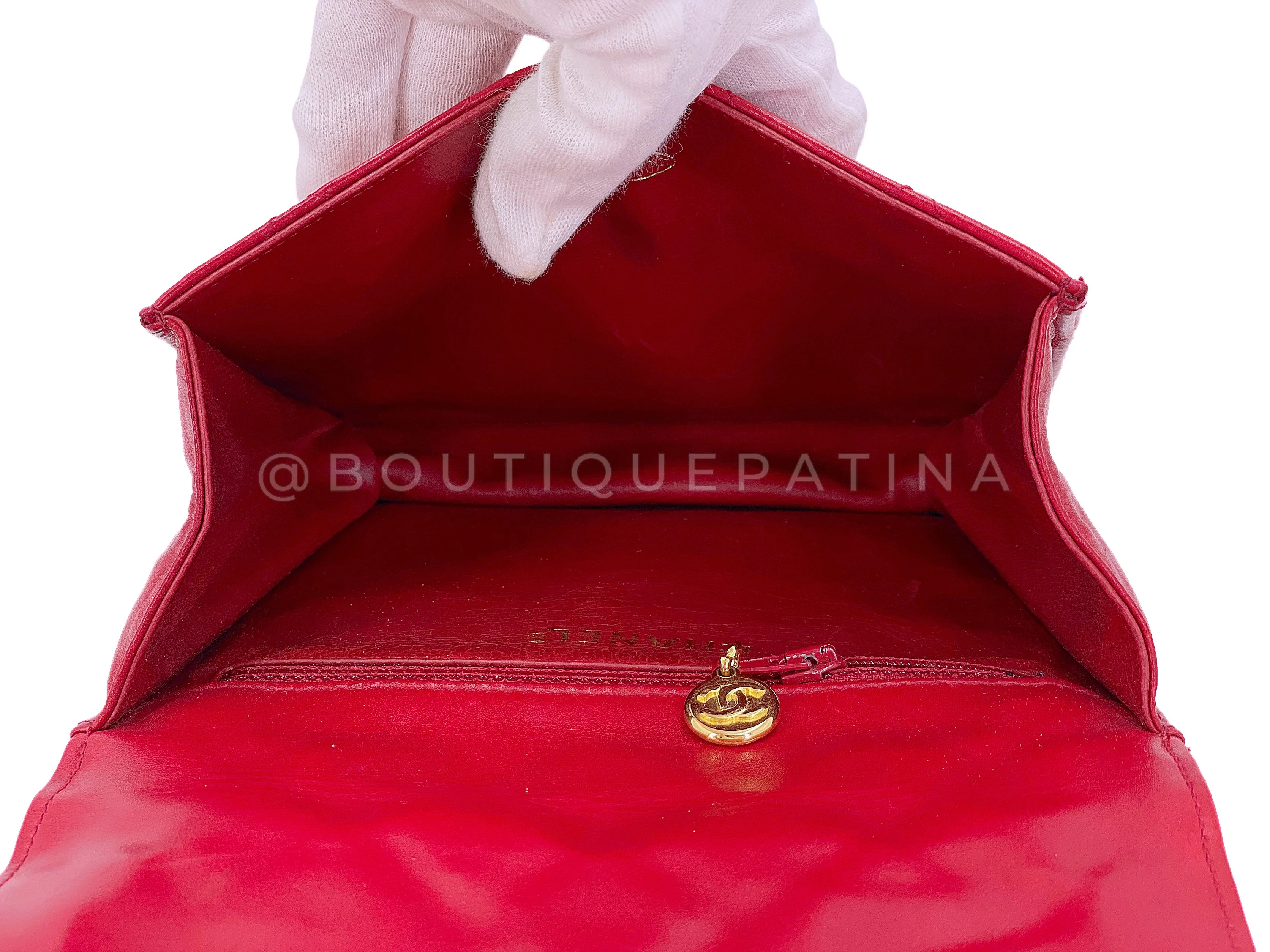 Chanel 1991 Vintage Red Encircled CC Mini Flap Bag 24k GHW - Image 10
