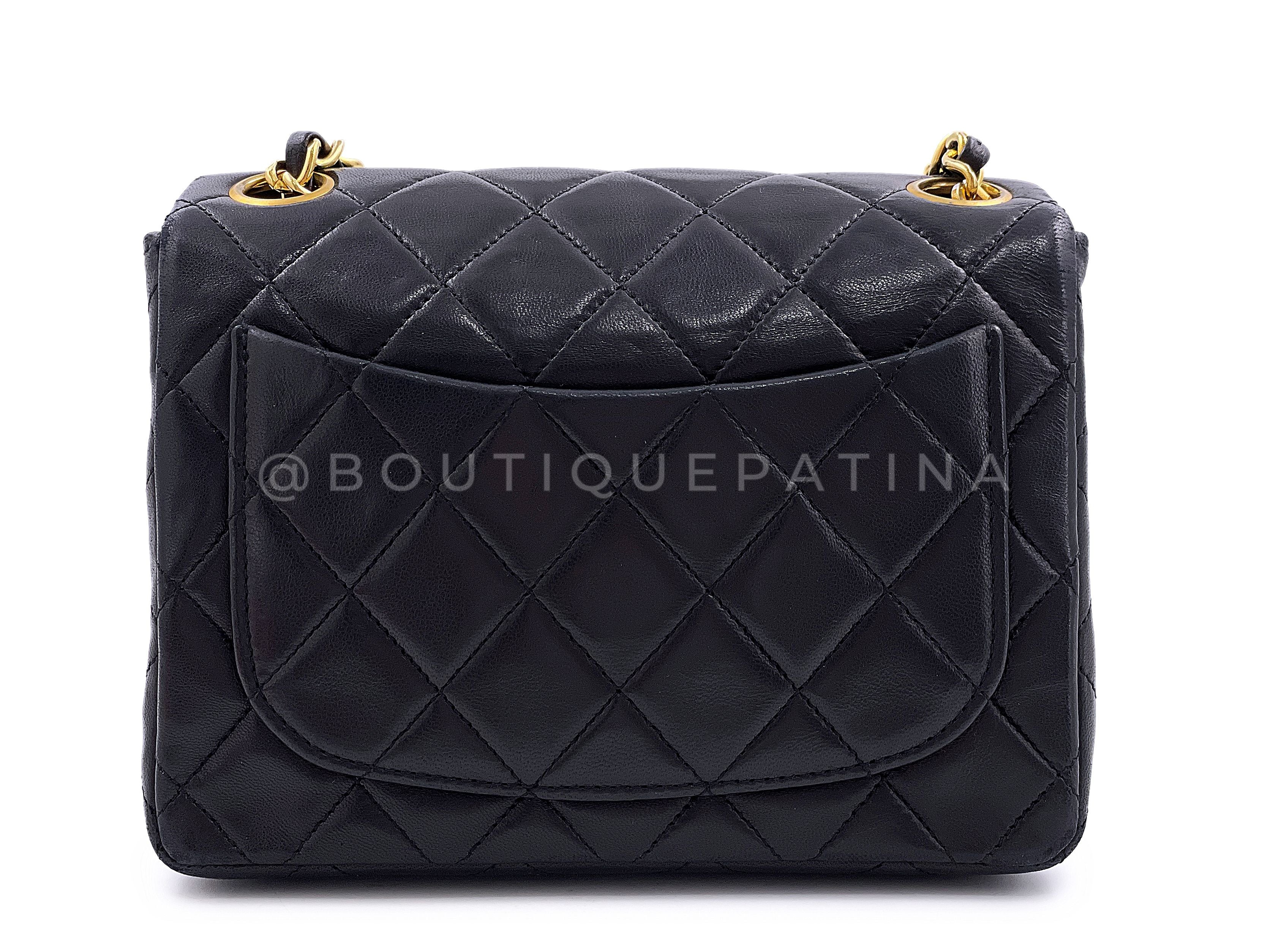 Chanel Vintage Black Square Mini Flap Bag 24k GHW Lambskin Y3G - Image 5