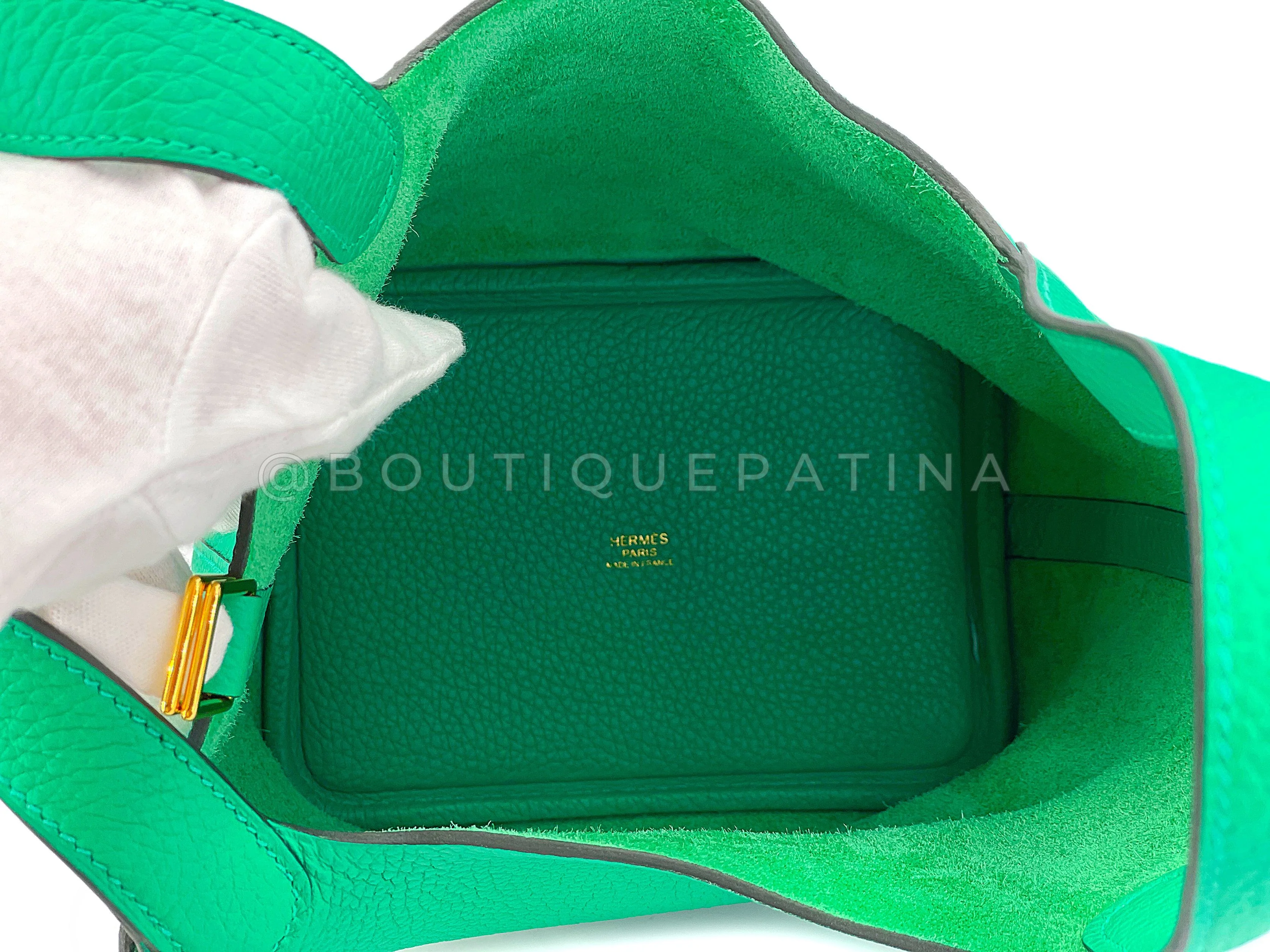 Hermes Green Picotin Lock 18 PM Bambou Bamboo Bag 24k GHW Gold LE4 - Image 14