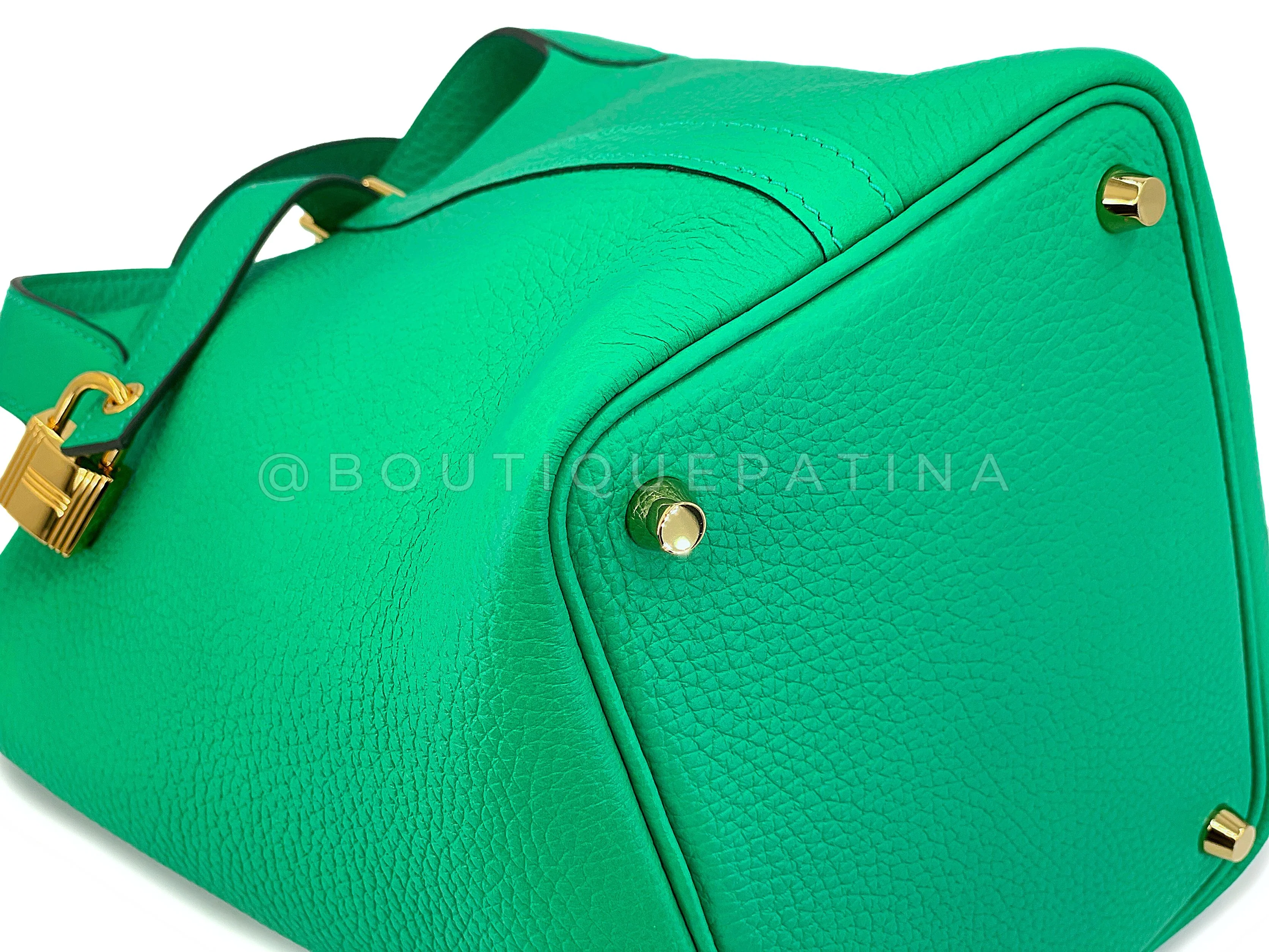Hermes Green Picotin Lock 18 PM Bambou Bamboo Bag 24k GHW Gold LE4 - Image 5