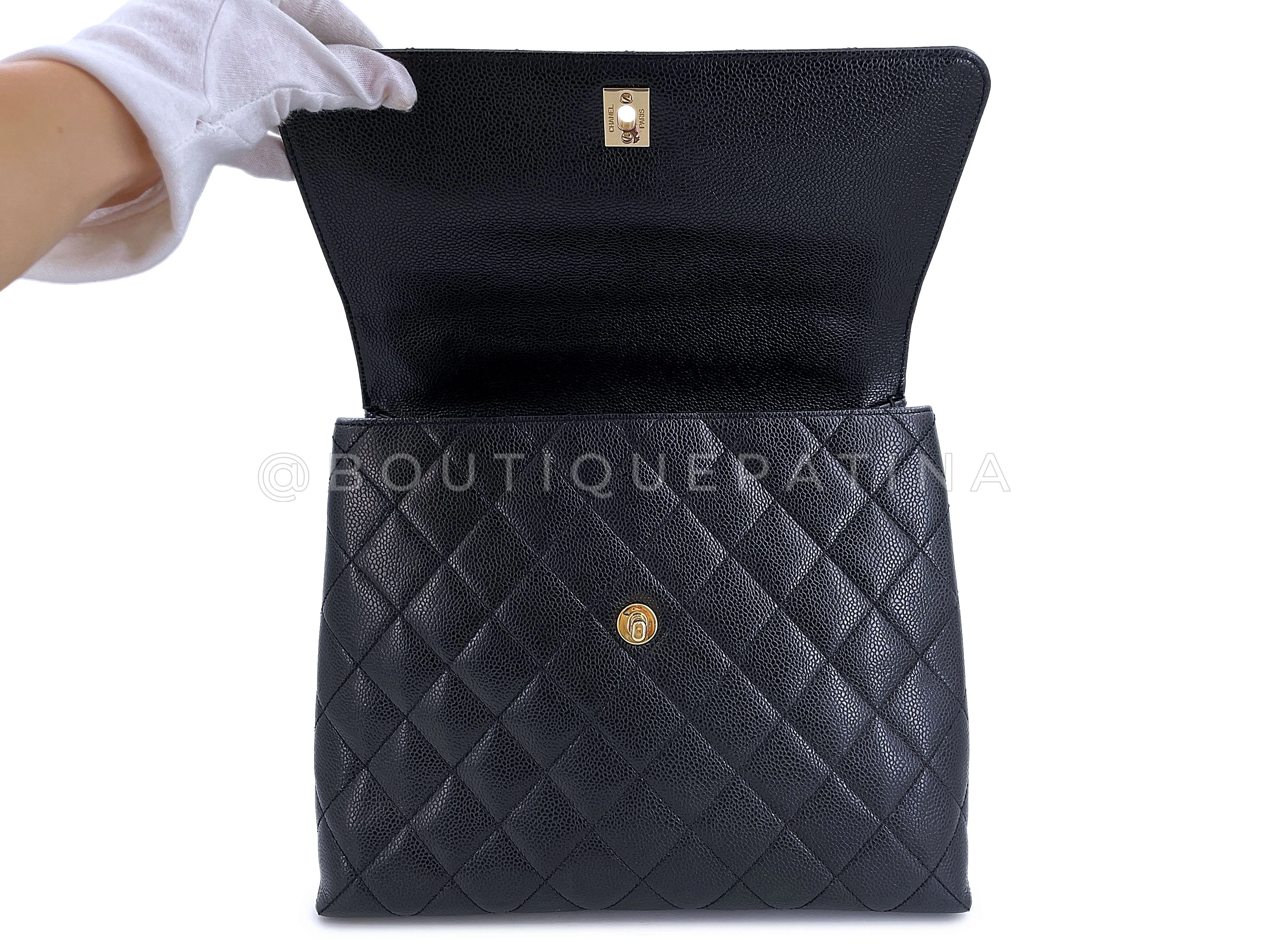 Chanel 2000 Vintage Black Caviar Classic Kelly Bag 24k GHW - Image 9