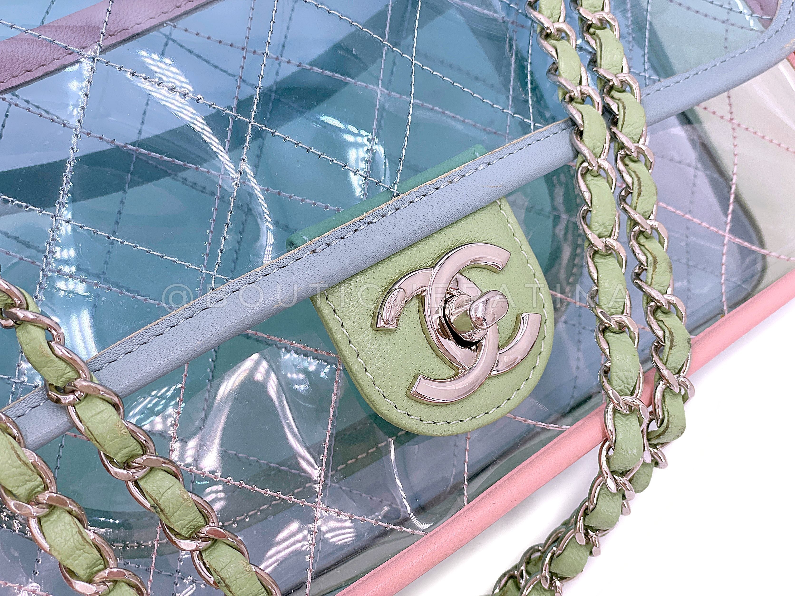Chanel 18S Coco Splash Pastel Rainbow PVC Medium Flap Bag HFE - Image 8