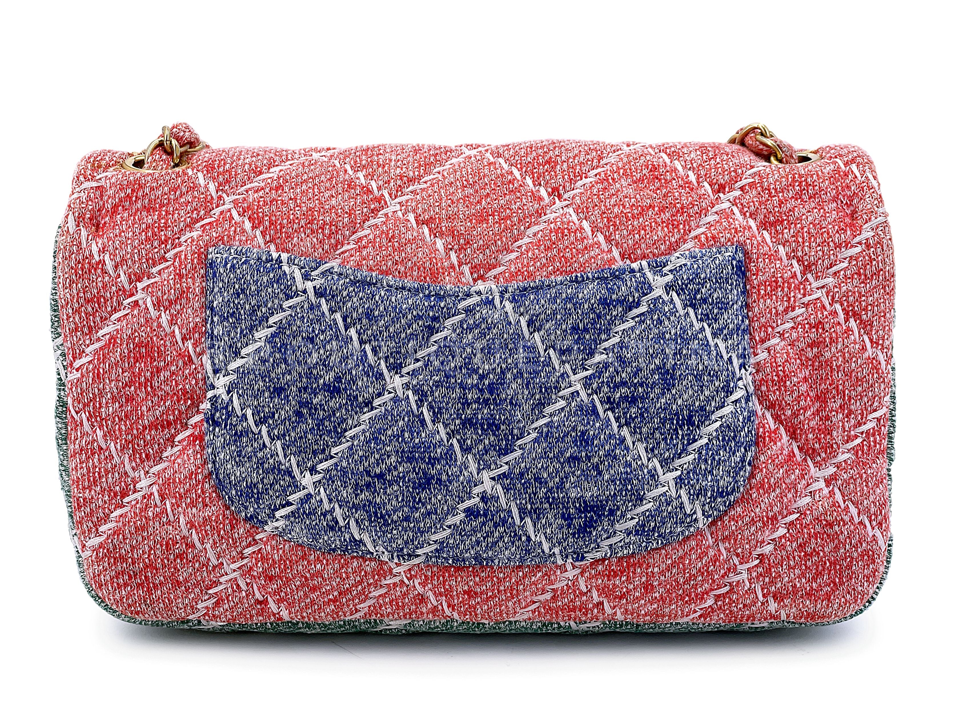 Chanel Color Block Quilted Jersey Rainbow Flap Bag GHW J06 - Image 5