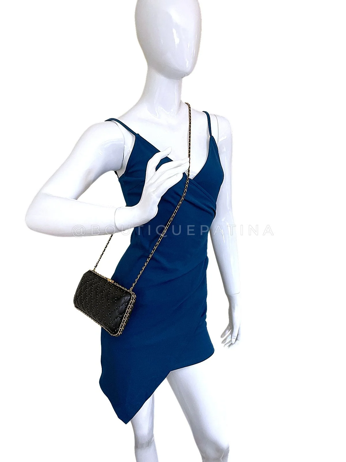 Chanel 2021 Stud Motif CC Chain Around Evening Quilted Clutch Bag - Image 13