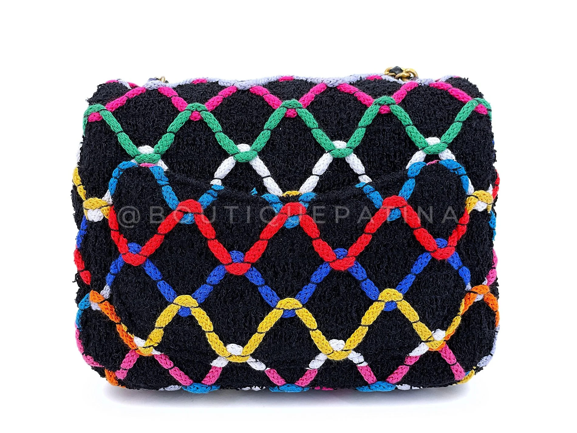 Chanel 2022 Rainbow Roped Square Mini Pearl Crush Flap Bag GHW - Image 5