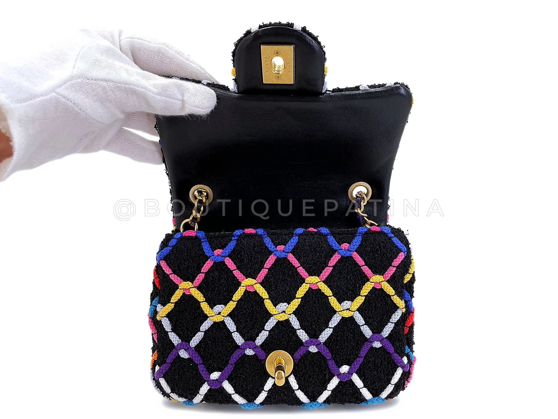 Chanel 2022 Rainbow Roped Square Mini Pearl Crush Flap Bag GHW - Image 9