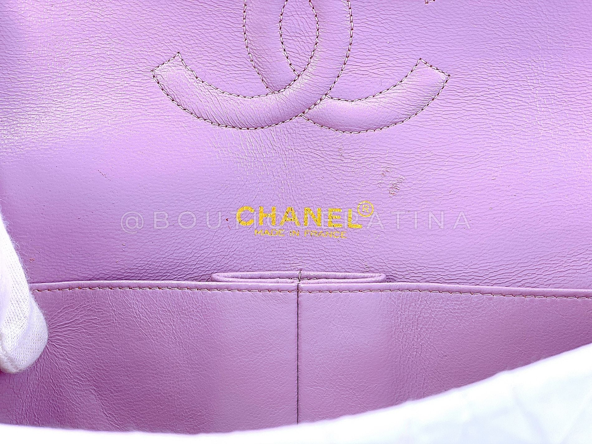Chanel 2003 Vintage Lilac Caviar Medium Classic Double Flap Bag 24k GHW 6J2 - Image 11