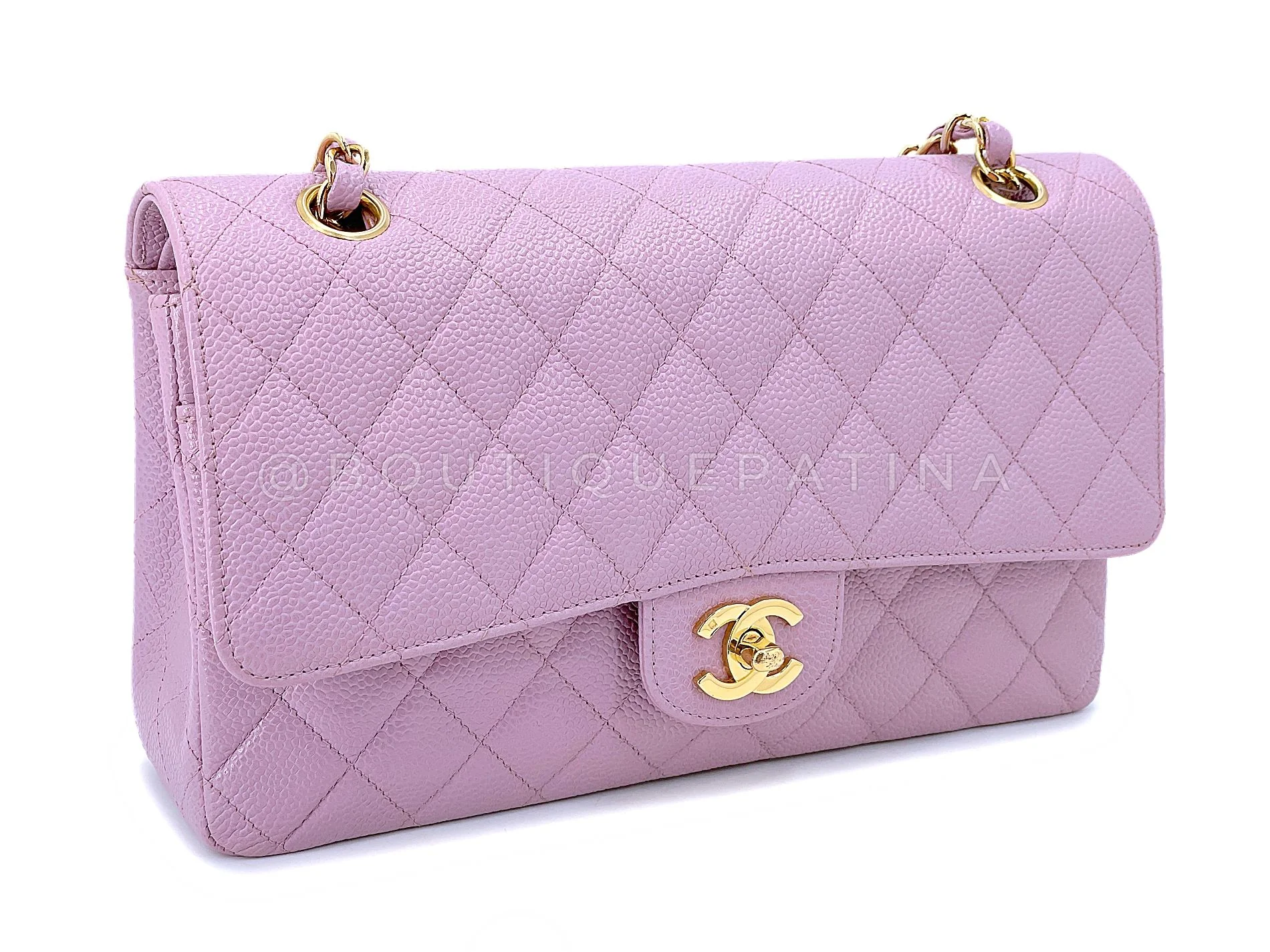 Chanel 2003 Vintage Lilac Caviar Medium Classic Double Flap Bag 24k GHW 6J2 - Image 3