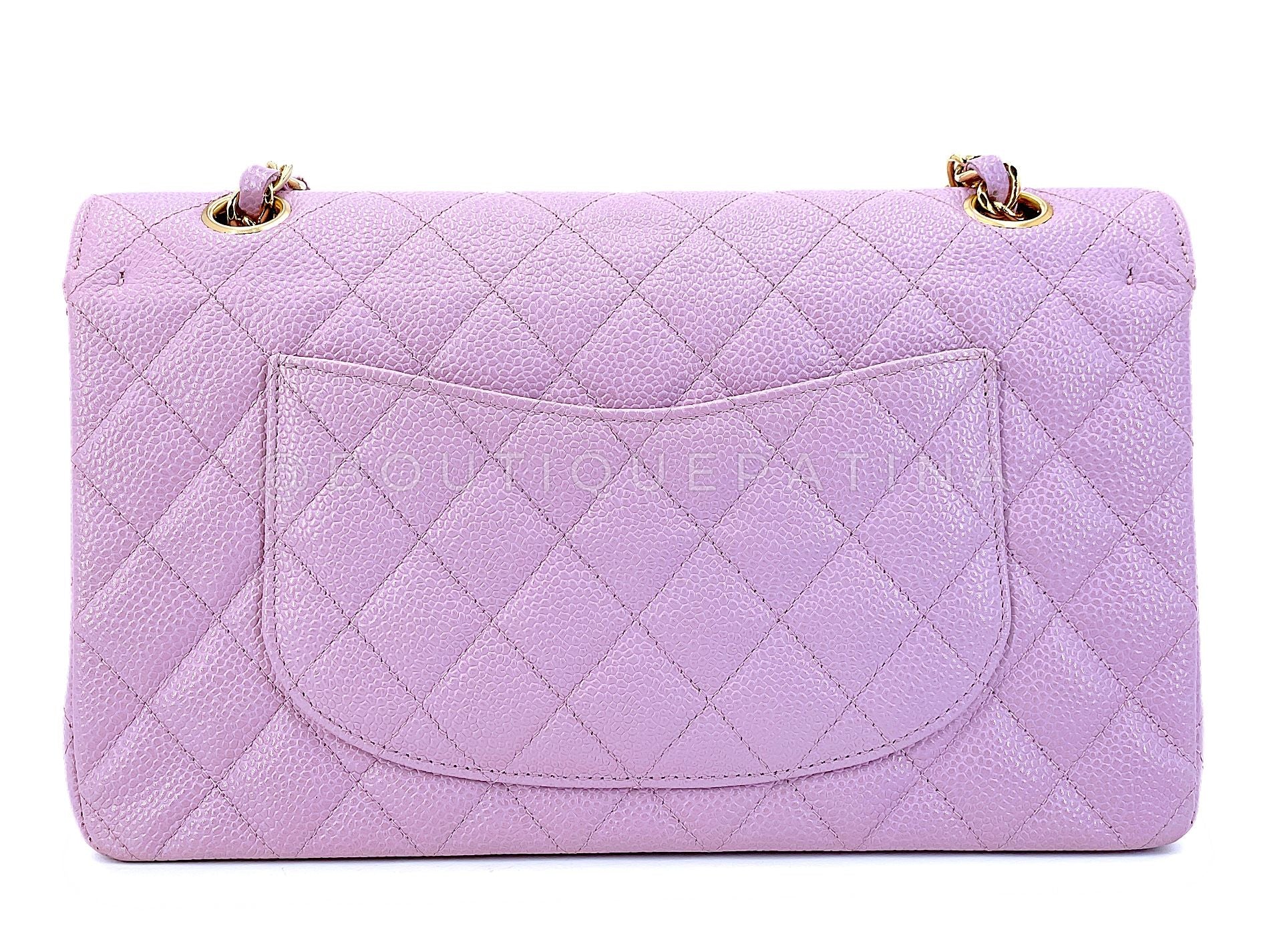 Chanel 2003 Vintage Lilac Caviar Medium Classic Double Flap Bag 24k GHW 6J2 - Image 5
