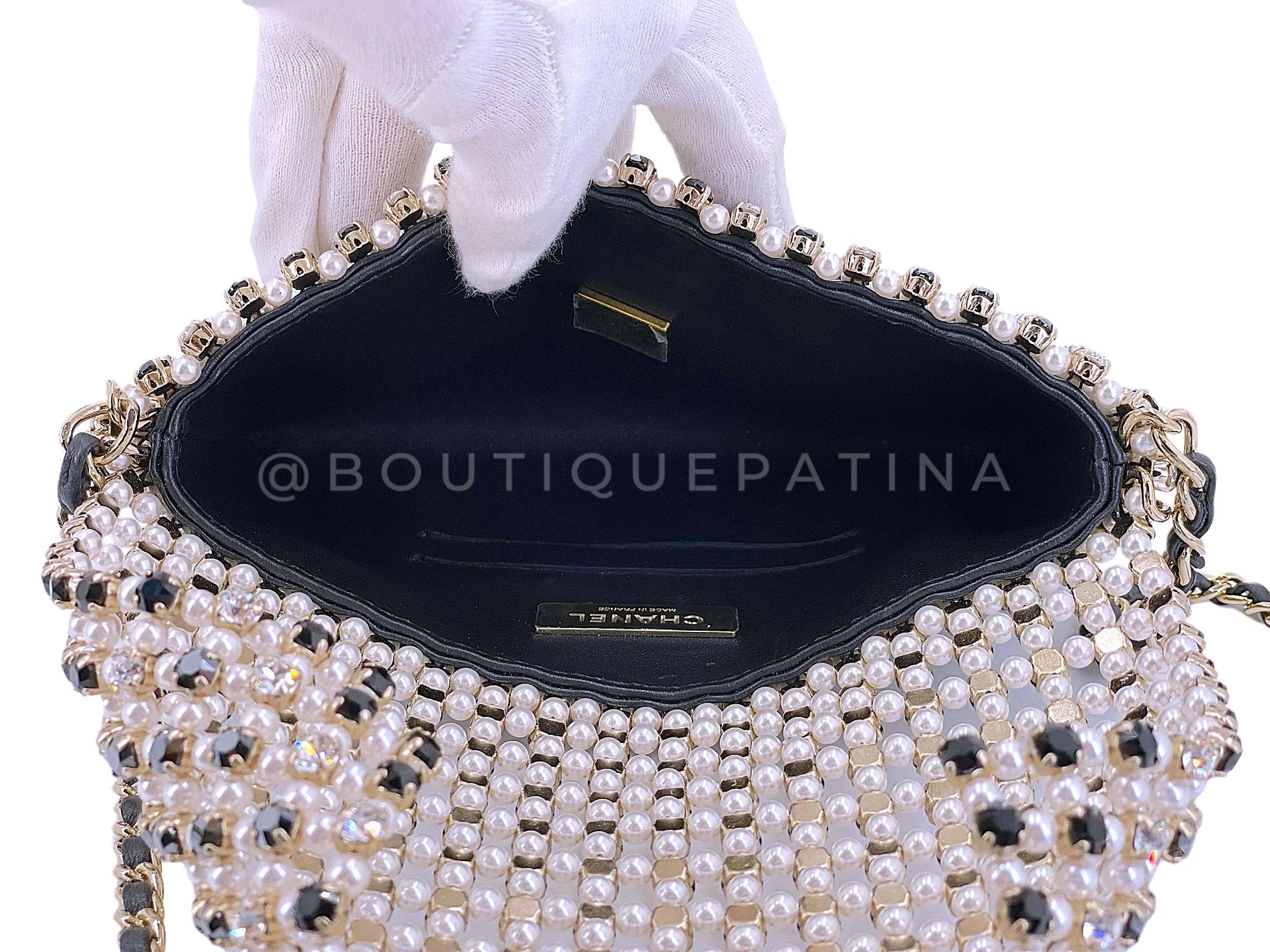 Chanel 2021 Evening Gold Pearls Crystal Flap Bag YTR - Image 12