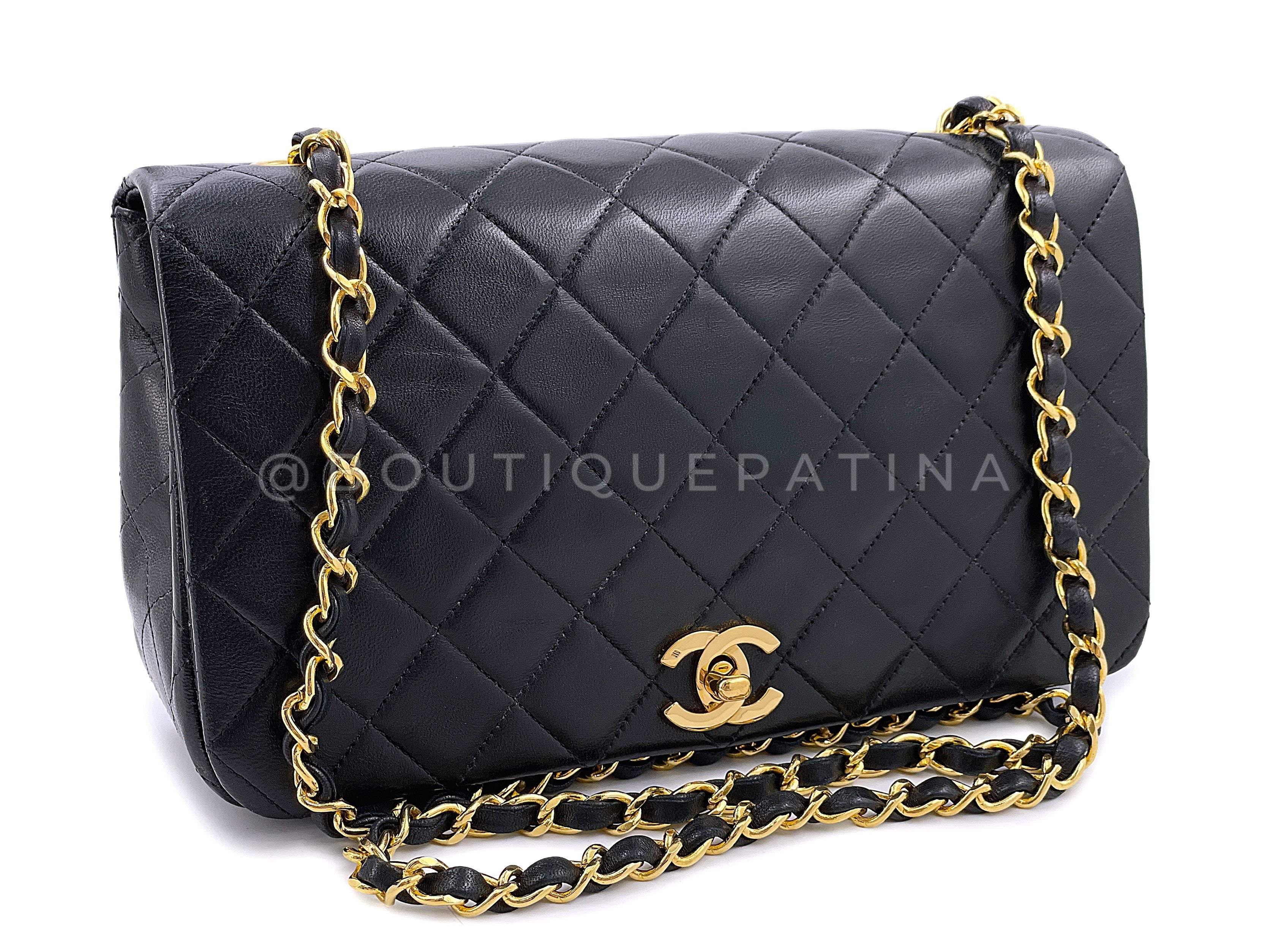 Chanel 1989 Vintage Black Full Flap Bag 24k GHW Lambskin XQF - Image 2