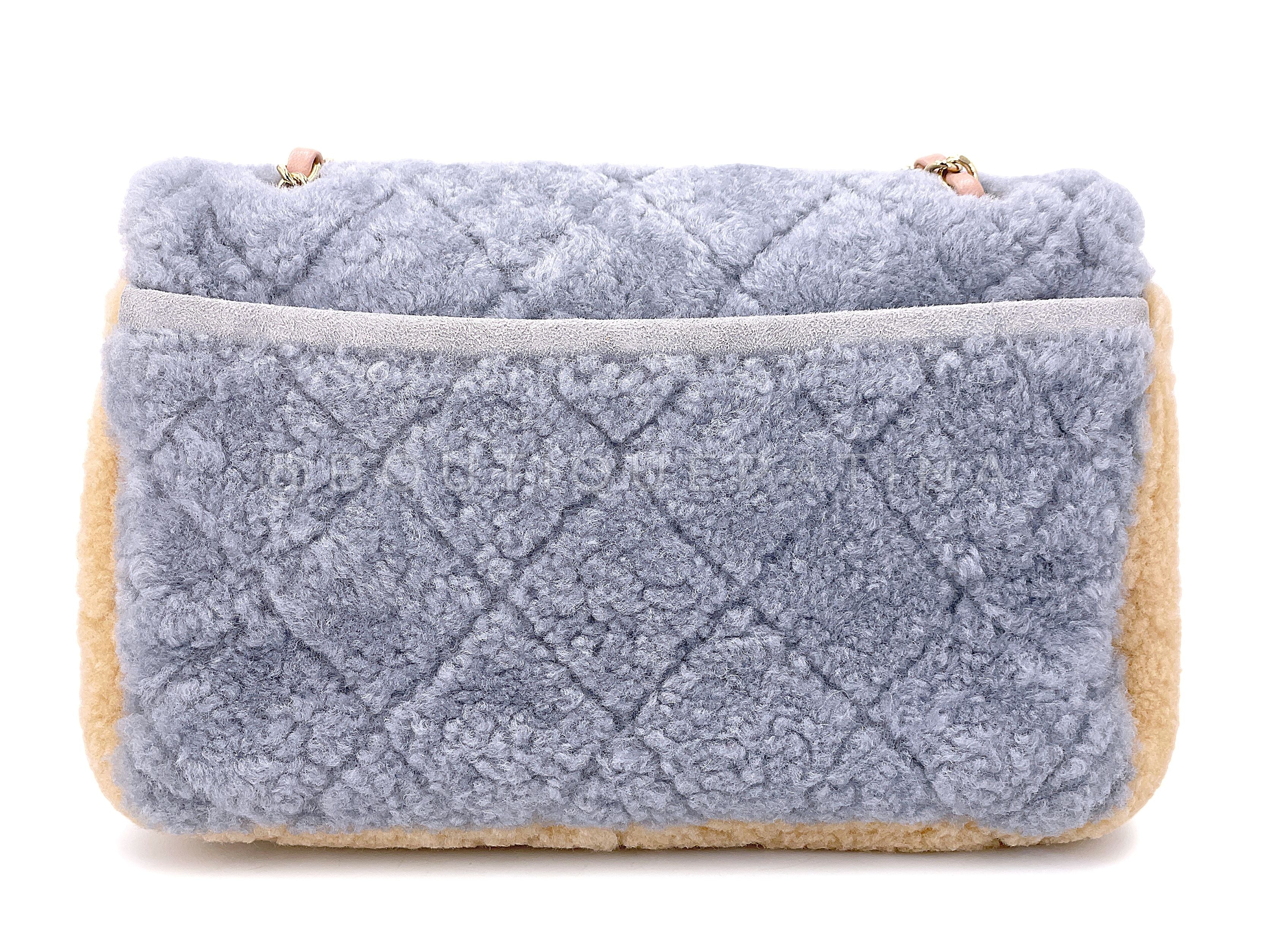 Chanel 2019 Pastel Shearling Medium Quilted Flap Bag GHW - Image 5