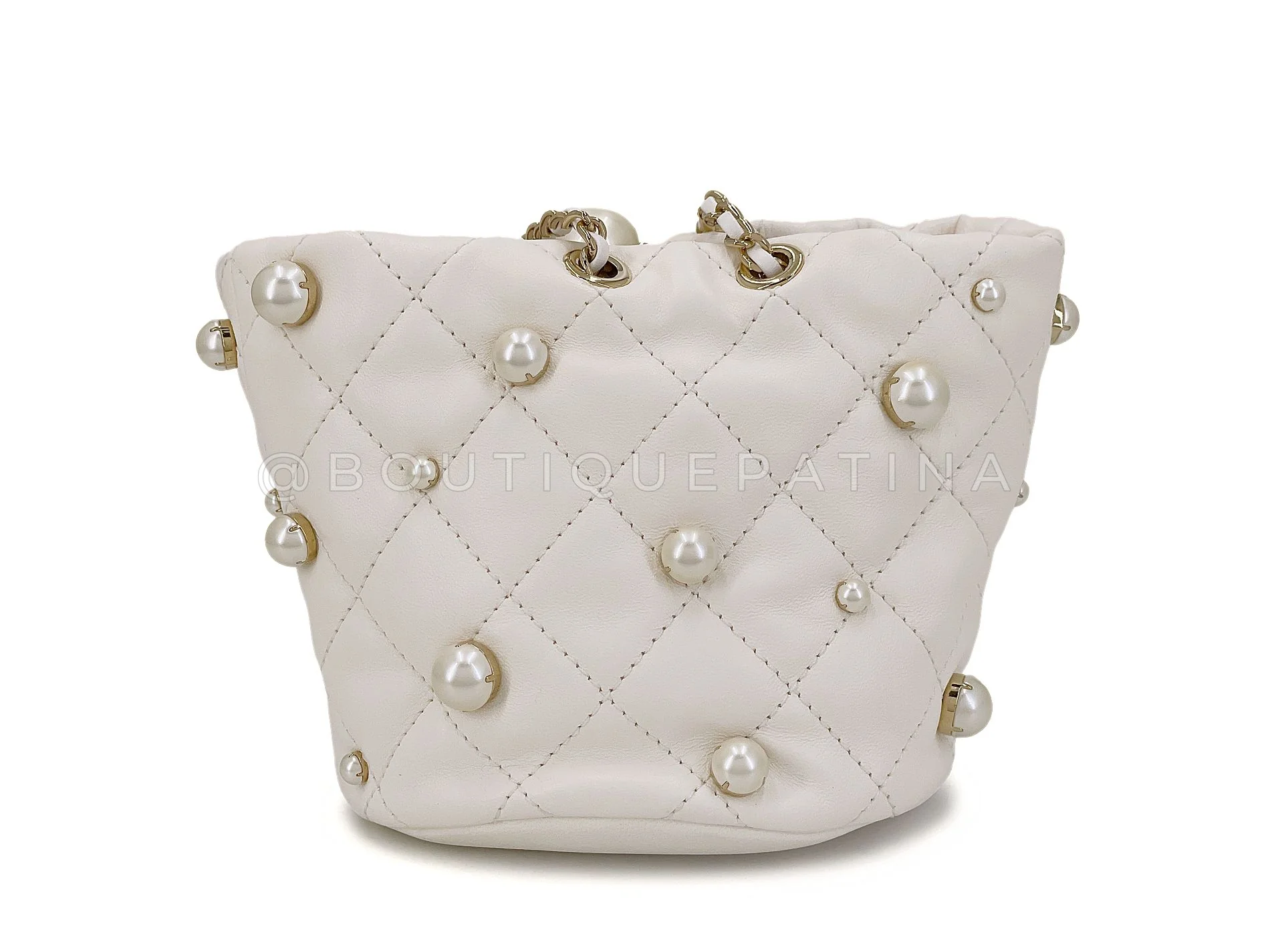 Chanel Cream Mini Pearl Bucket Bag 09H (excellent) - Image 5