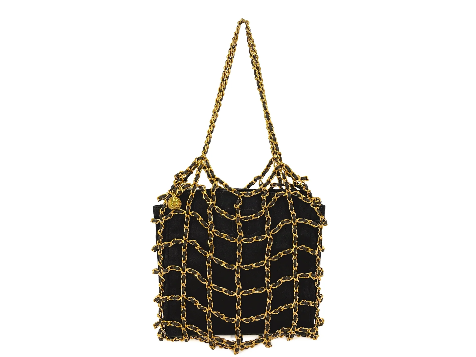 Rare Chanel 1994 Miniature Caged Silk Evening Bag 24k GHW Y7Z