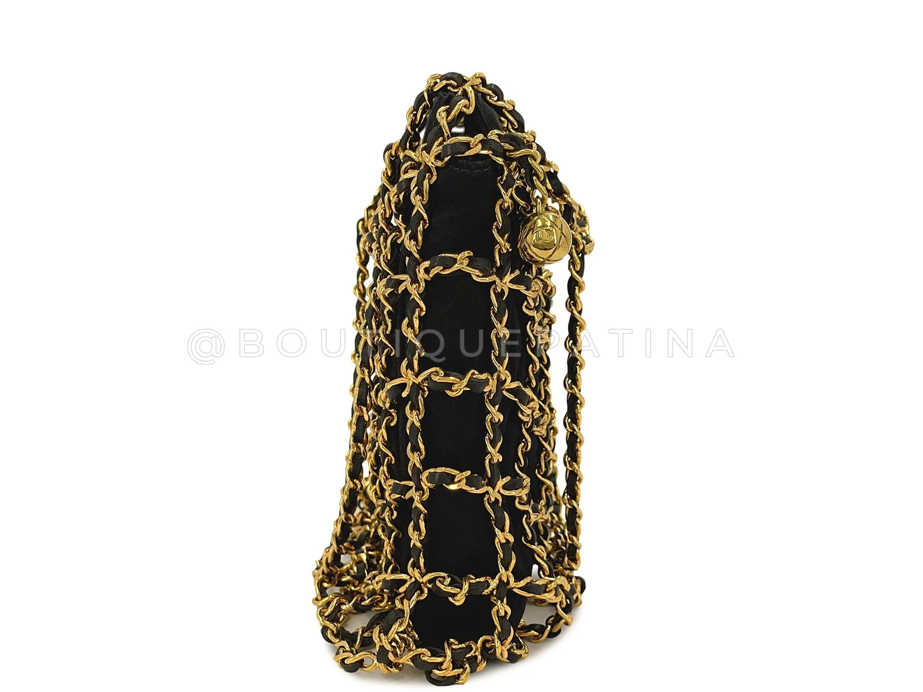 Rare Chanel 1994 Miniature Caged Silk Evening Bag 24k GHW Y7Z - Image 4