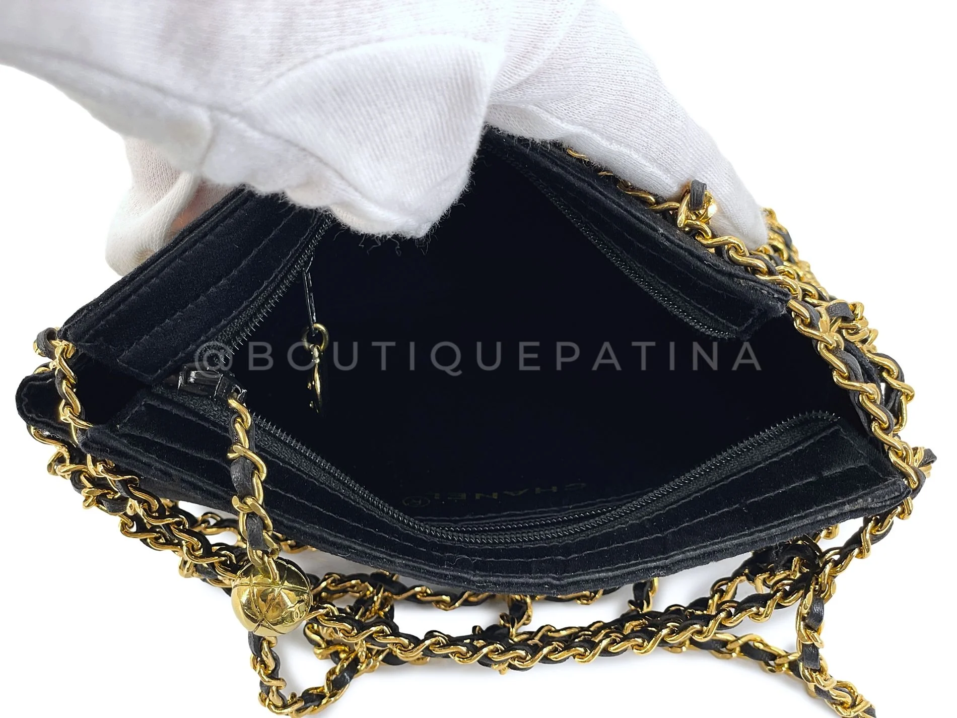 Rare Chanel 1994 Miniature Caged Silk Evening Bag 24k GHW Y7Z - Image 8