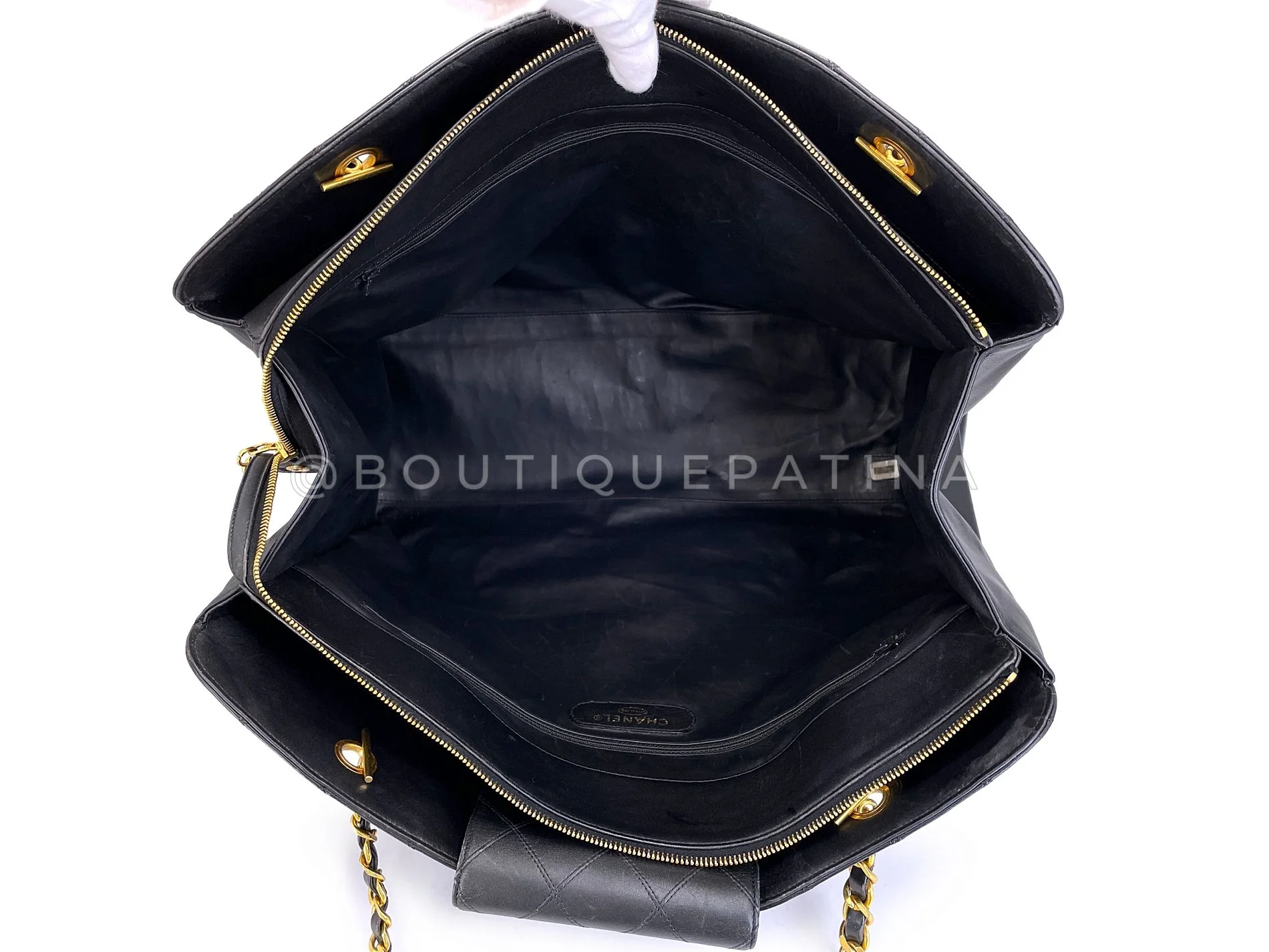 Chanel Vintage 1990s Black Quilted Supermodel XL Weekender Tote Bag 24k GHW WR2 - Image 10
