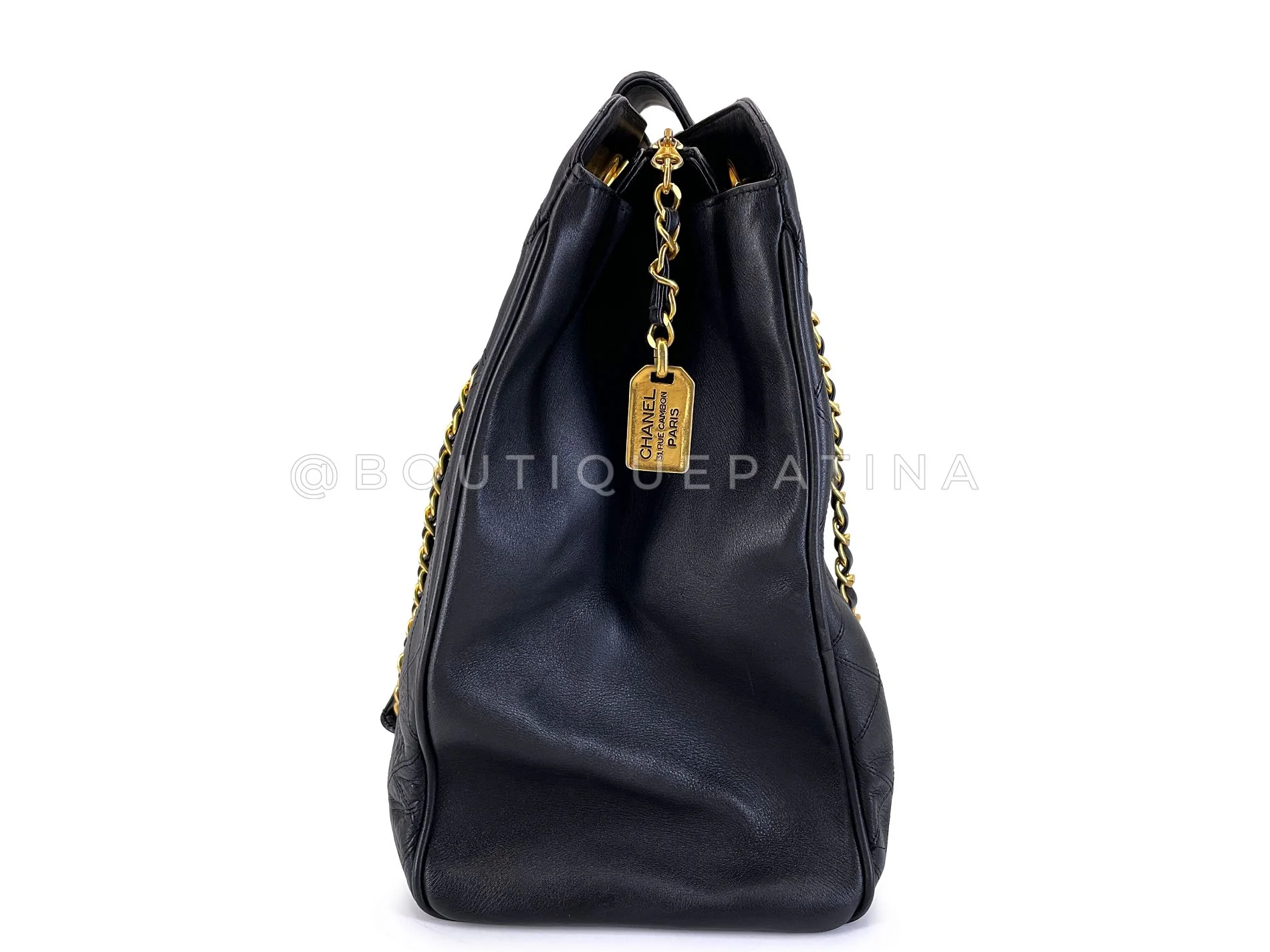 Chanel Vintage 1990s Black Quilted Supermodel XL Weekender Tote Bag 24k GHW WR2 - Image 4