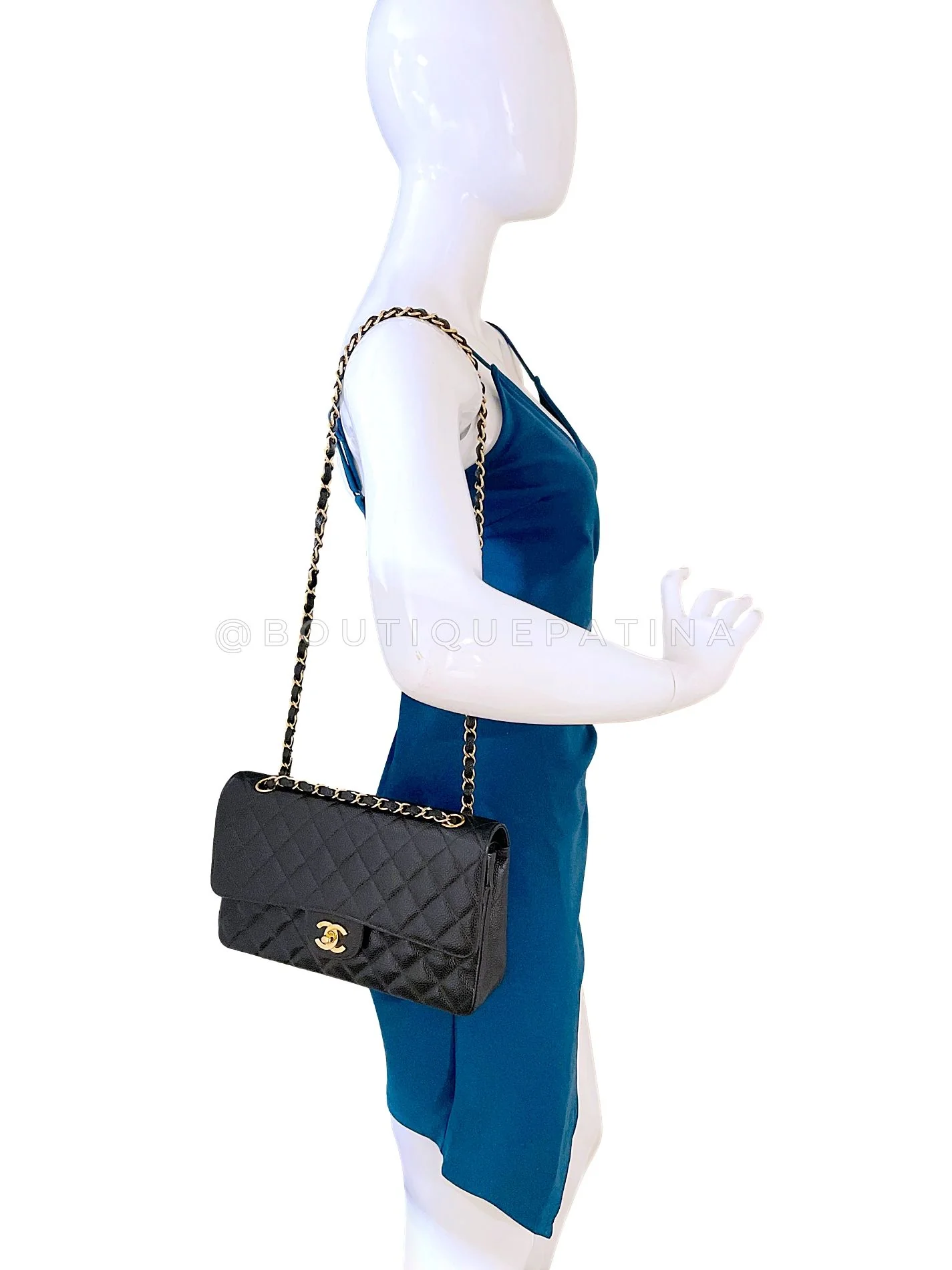 Chanel 2003 Vintage Black Caviar Medium Classic Double Flap Bag 24k GHW D3R - Image 15