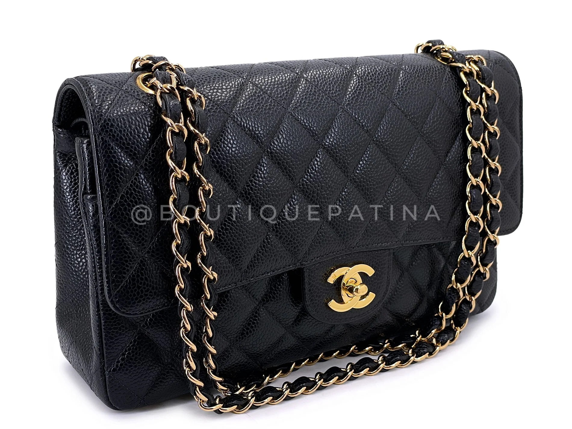 Chanel 2003 Vintage Black Caviar Medium Classic Double Flap Bag 24k GHW D3R - Image 2
