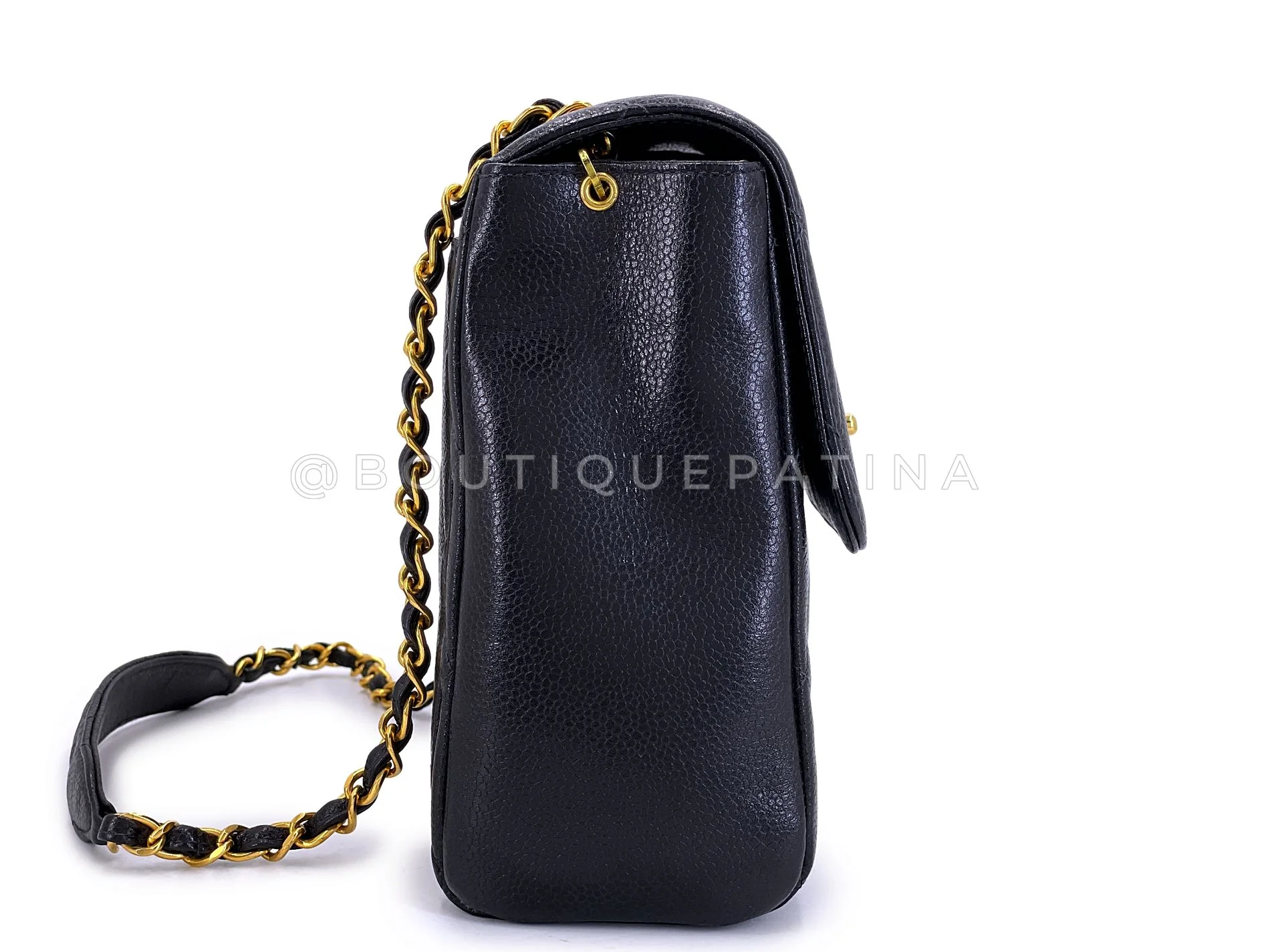 Chanel 1997 Vintage Black Caviar Square Crossbody Flap Bag 24k GHW - Image 4