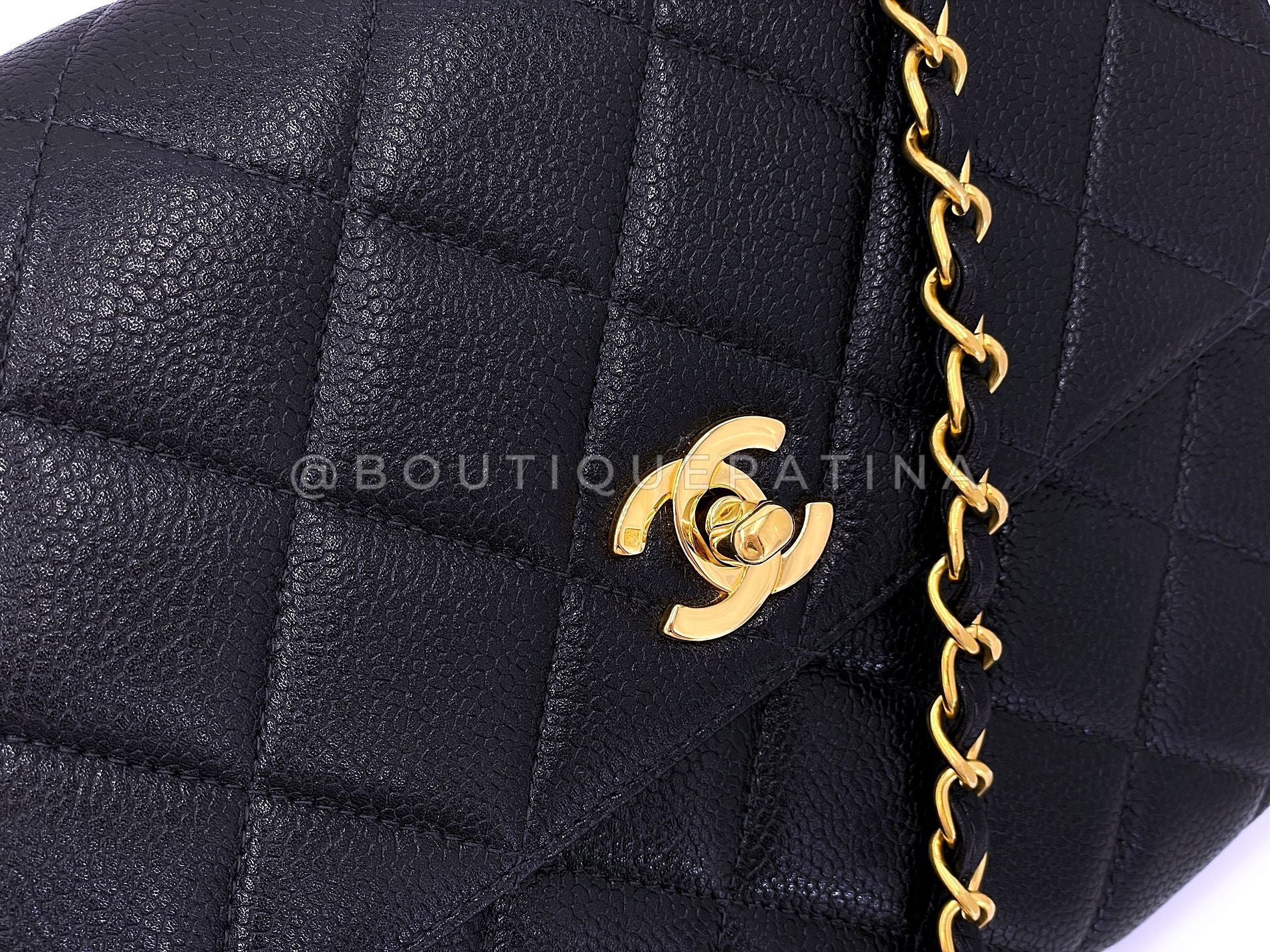 Chanel 1997 Vintage Black Caviar Square Crossbody Flap Bag 24k GHW - Image 8