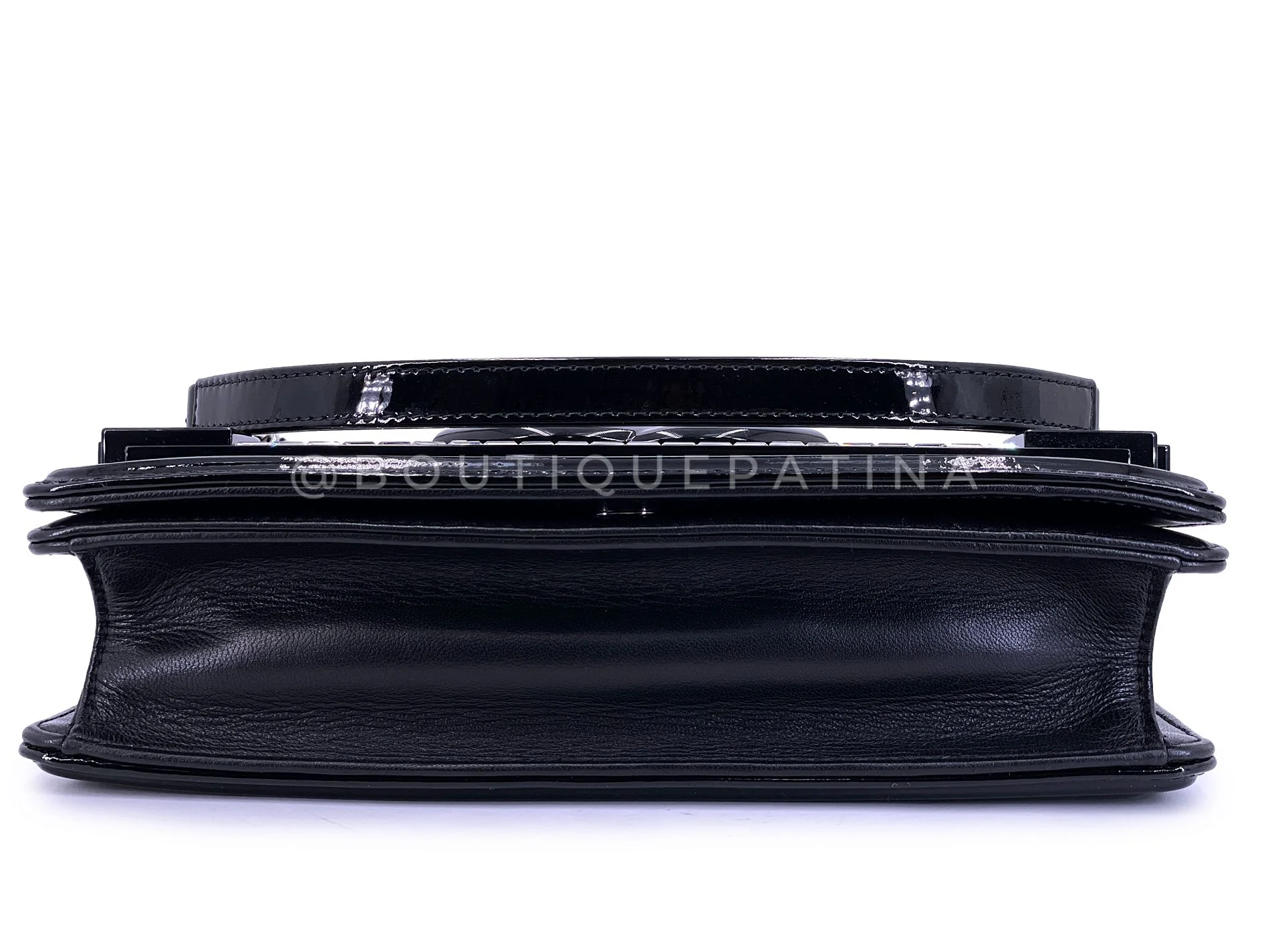Rare 15C Chanel Black Plexi Baguette Crystals Lego Flap Bag SHW V87 - Image 6