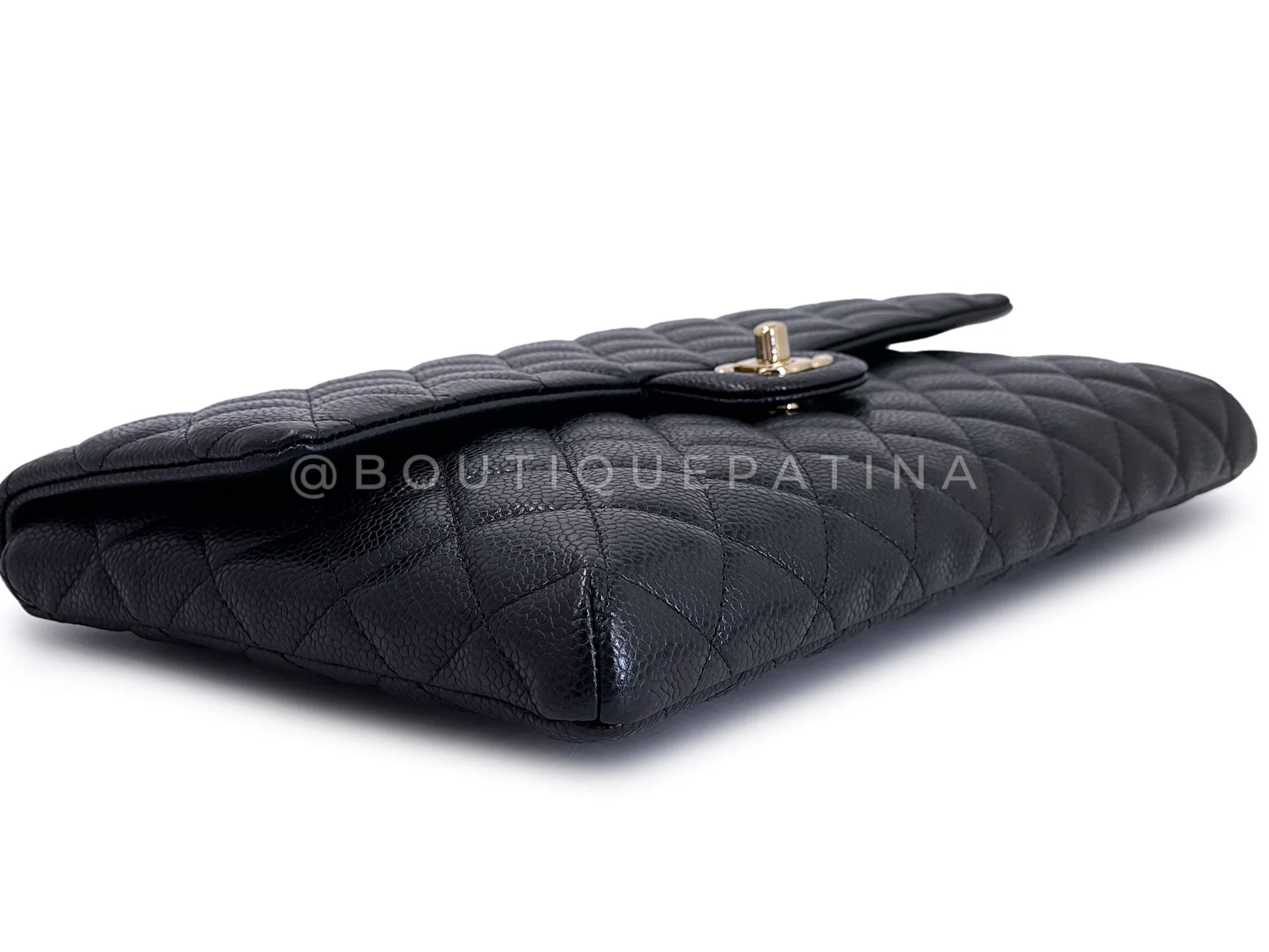 Chanel 2018 Black Caviar Timeless Classic Clutch Flap Bag GHW BIP - Image 6