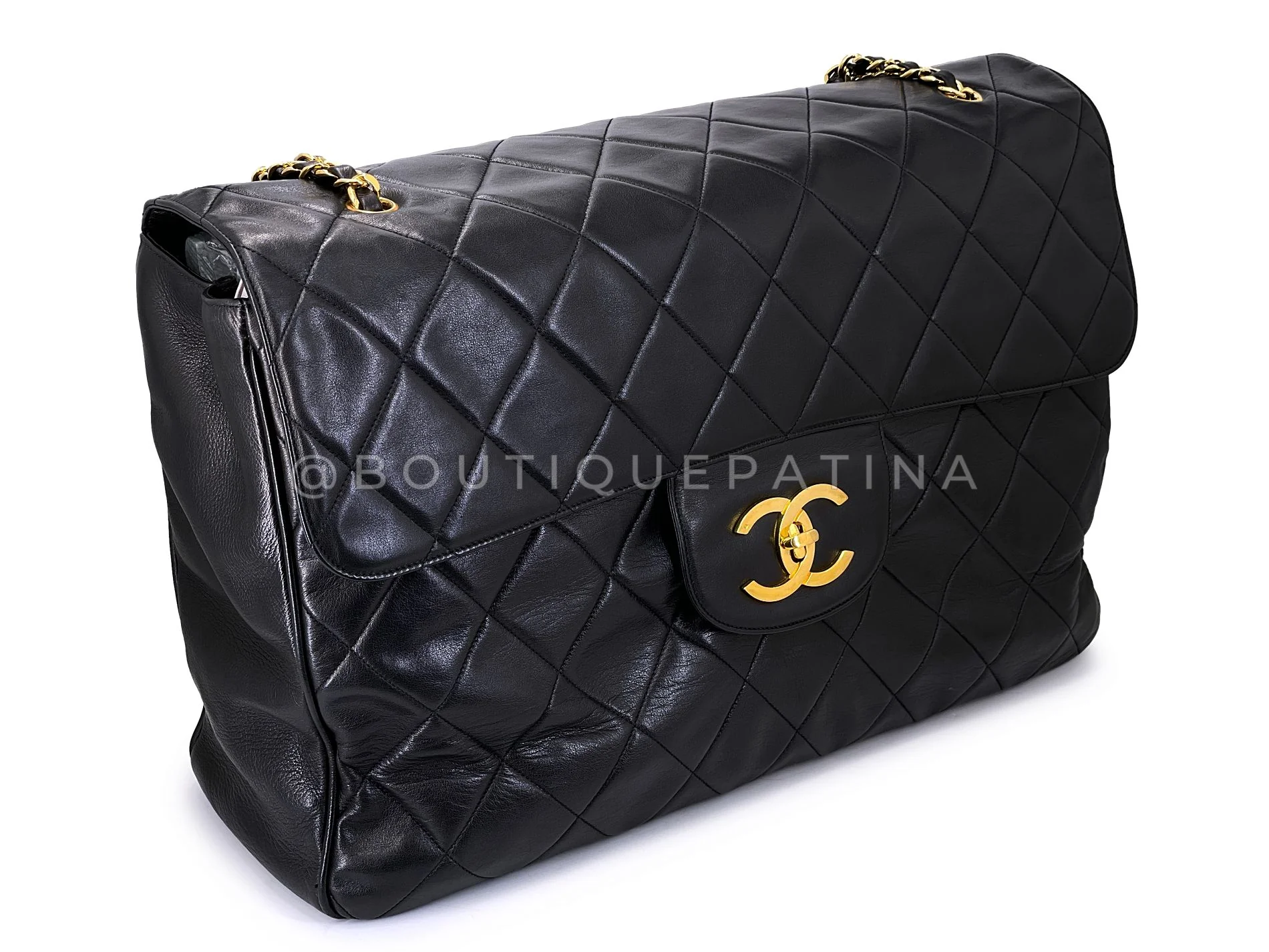 Chanel Vintage 1994 Black XXL Oversized Classic Flap Supermodel Bag 41L - Image 3