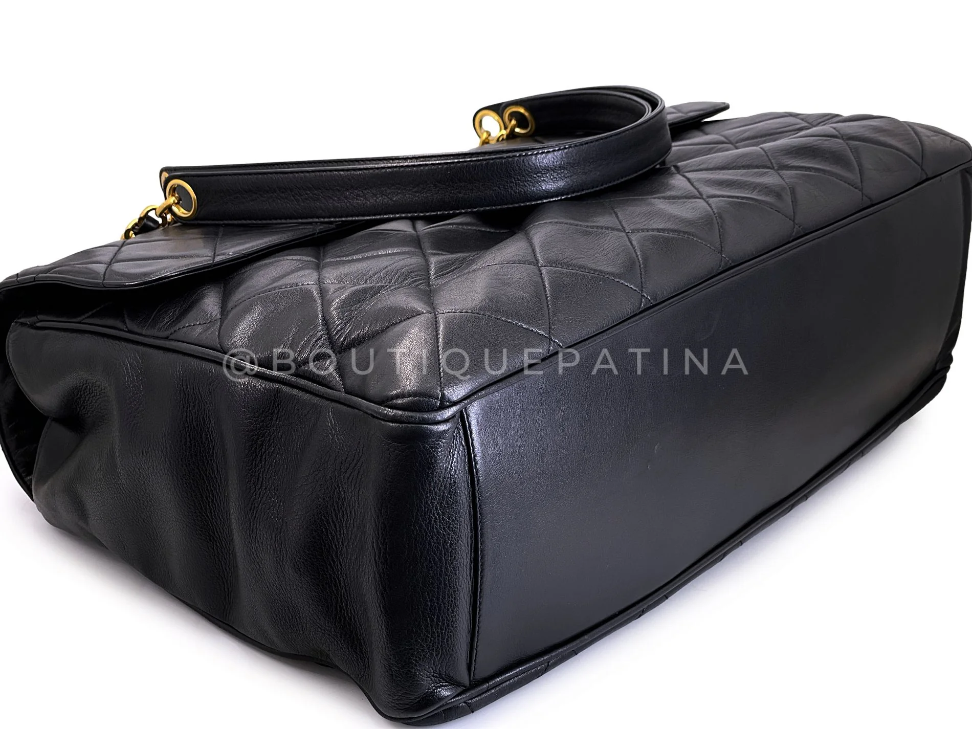 Chanel Vintage 1994 Black XXL Oversized Classic Flap Supermodel Bag 41L - Image 7
