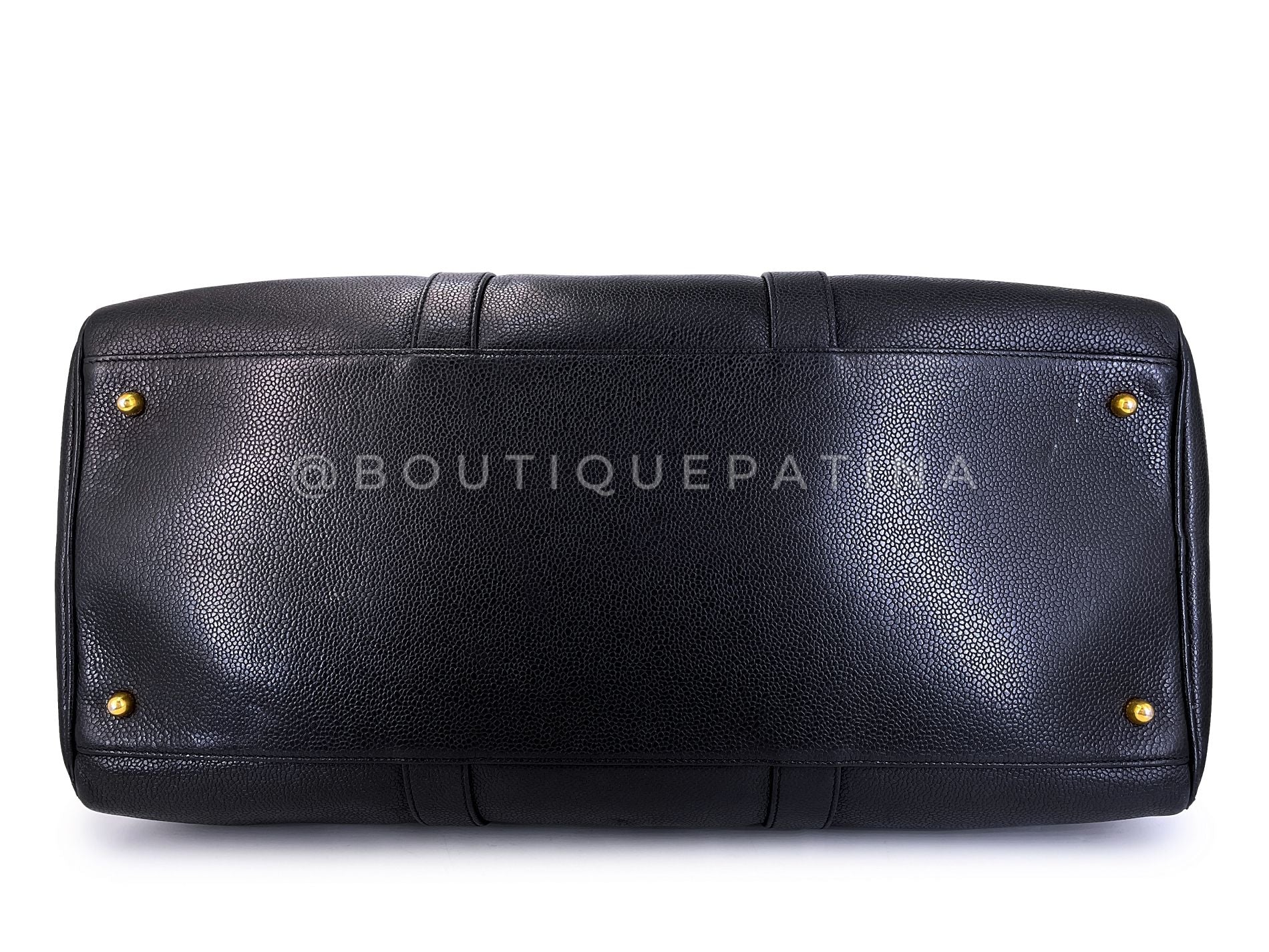 Chanel 1996 Vintage Oversized Black Caviar Duffle Duffel Bag Weekender A3X - Image 5