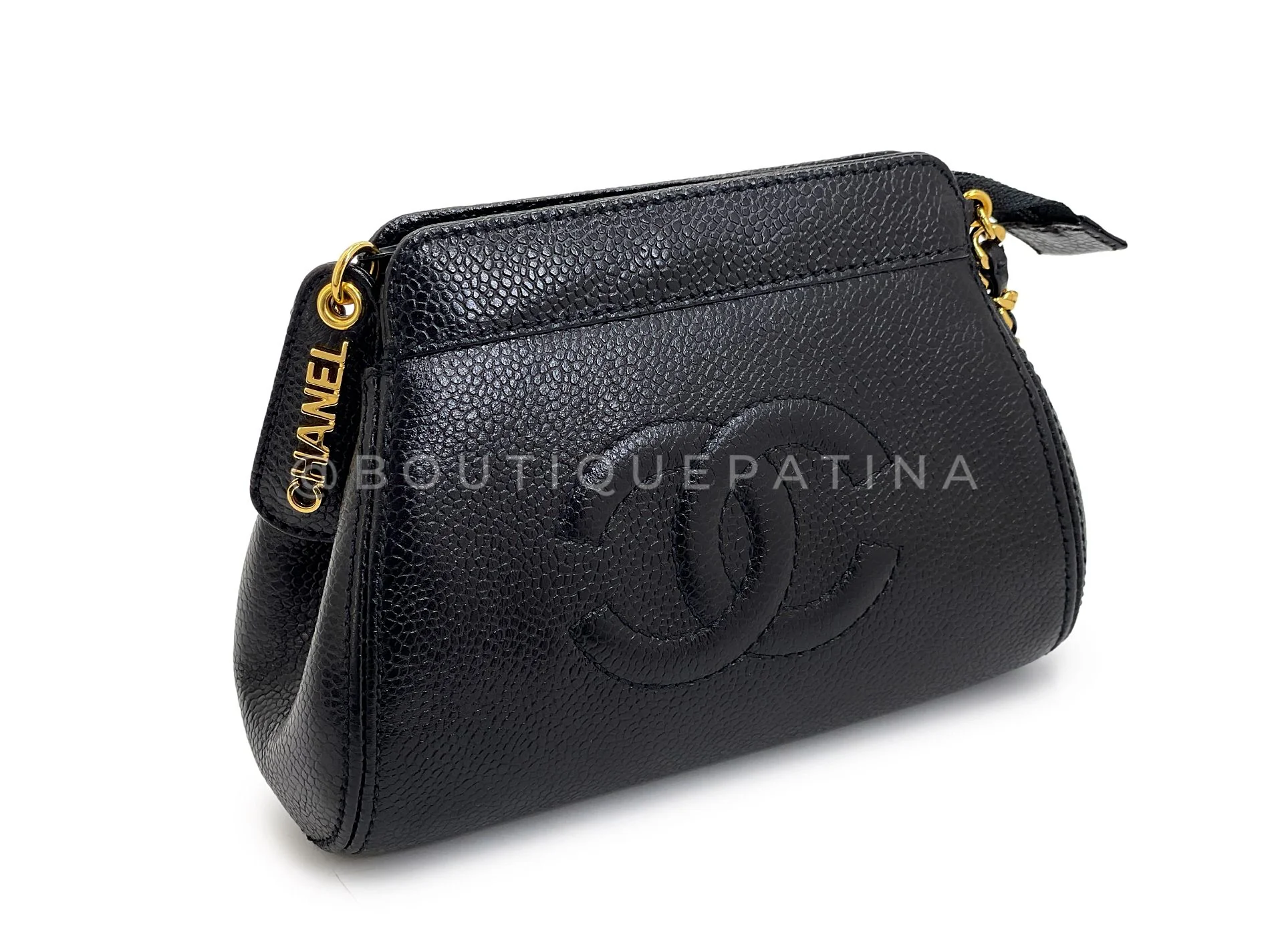 Chanel 1997 Vintage Black Caviar Crossbody Mini Pouch Bag 24k GHW 9KG - Image 3