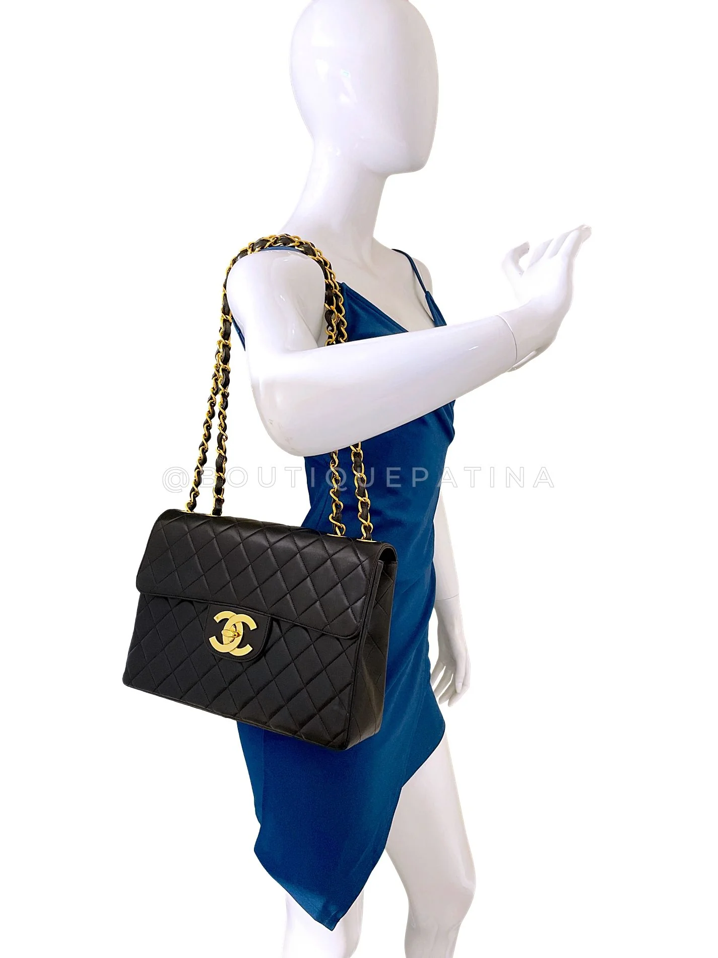 Chanel 1996 Vintage Black Jumbo Classic Flap Bag 24k GHW Lambskin 3QC - Image 16