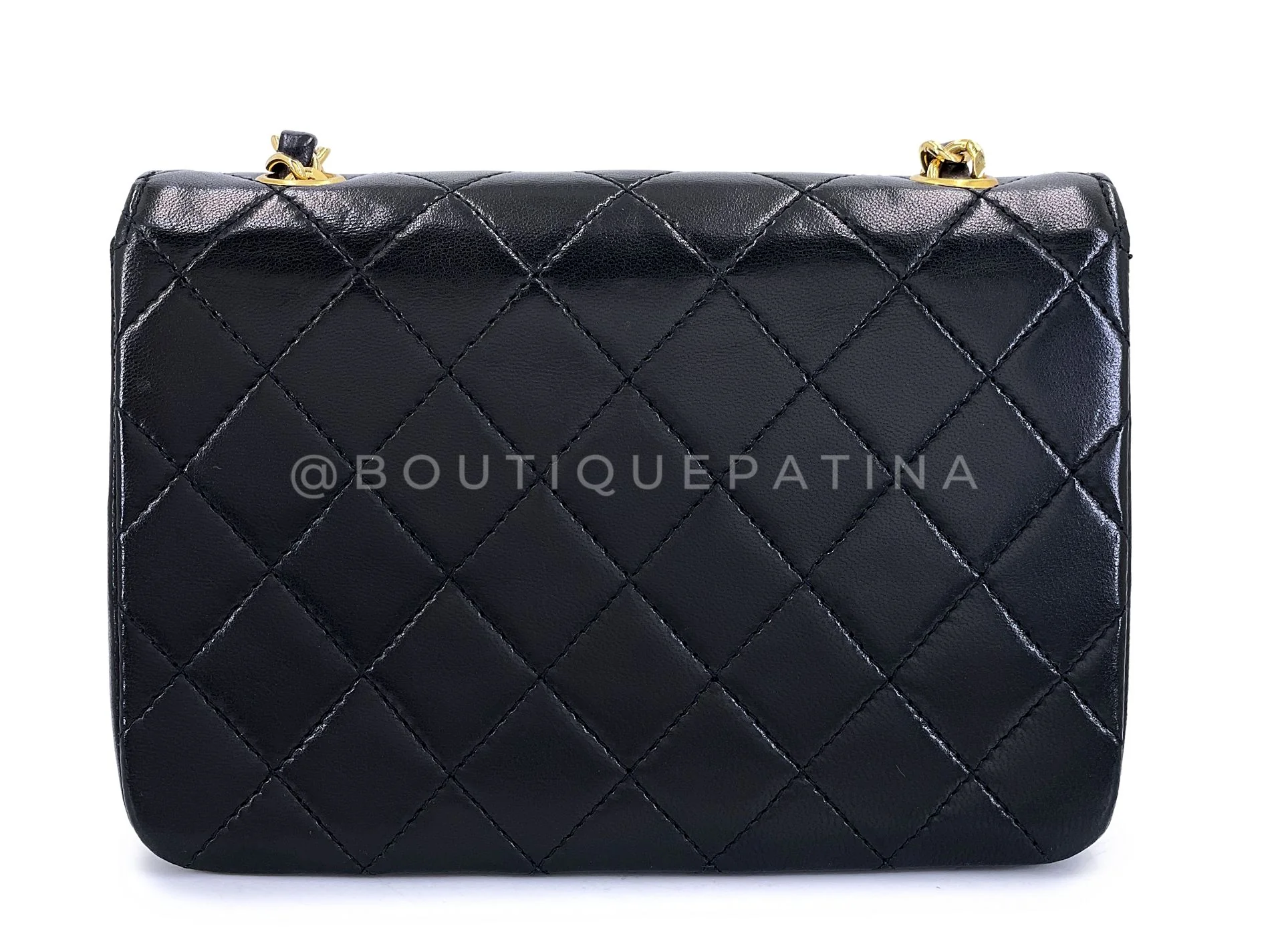 Pristine Chanel 1993 Vintage Mini Encircled CC Flap Bag 24k GHW Black Lambskin OOS - Image 5