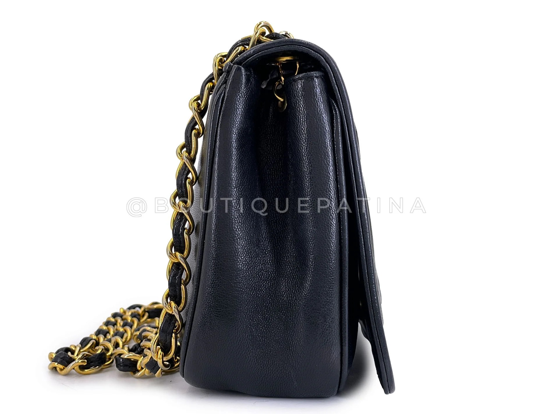 Chanel 1987 Vintage Black Giant Logo Mini Flap Bag 24k GHW C8Z - Image 4