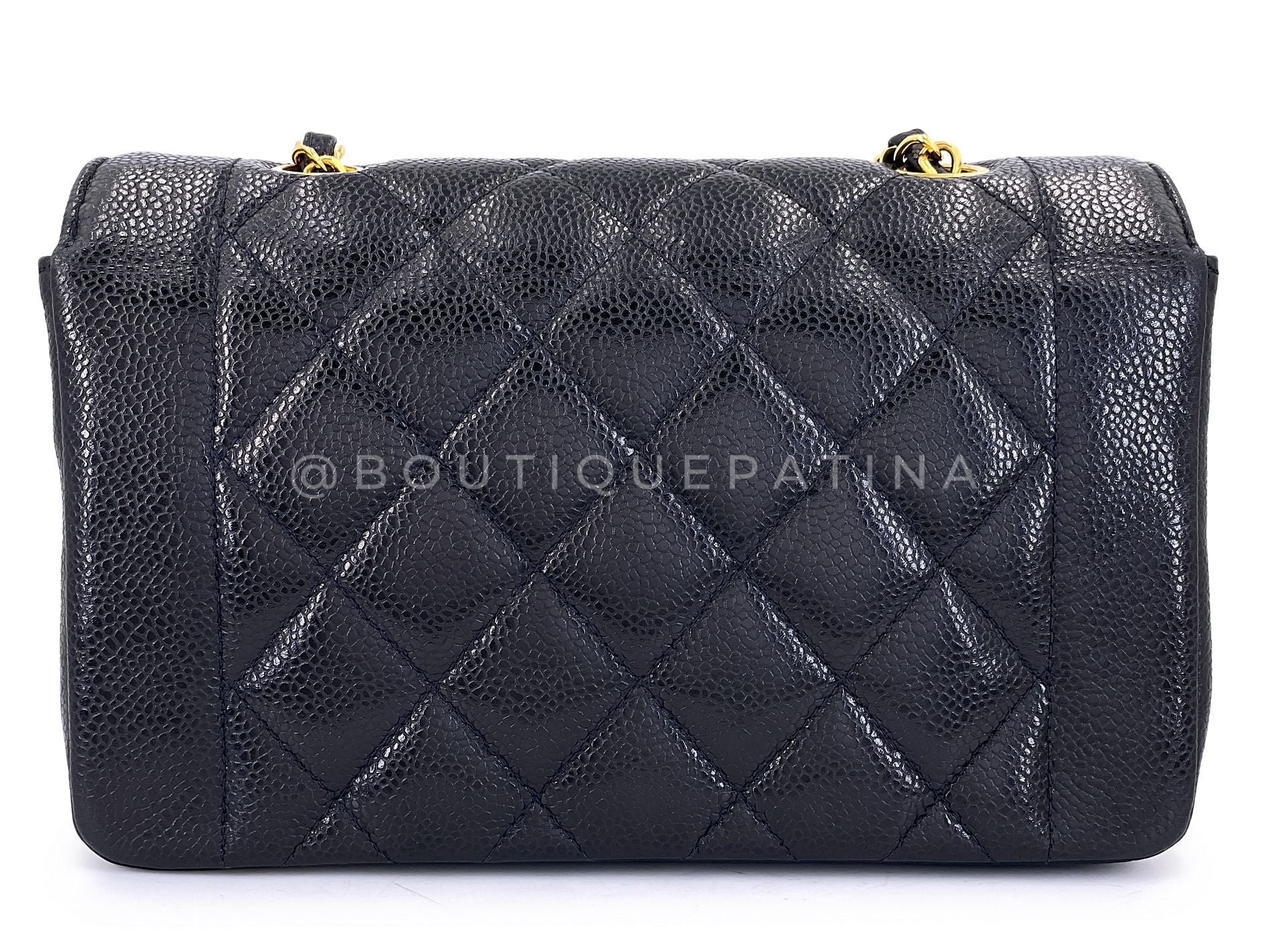 Chanel 1994 Vintage Black Caviar Small Diana Flap Bag 24k GHW 62T - Image 5