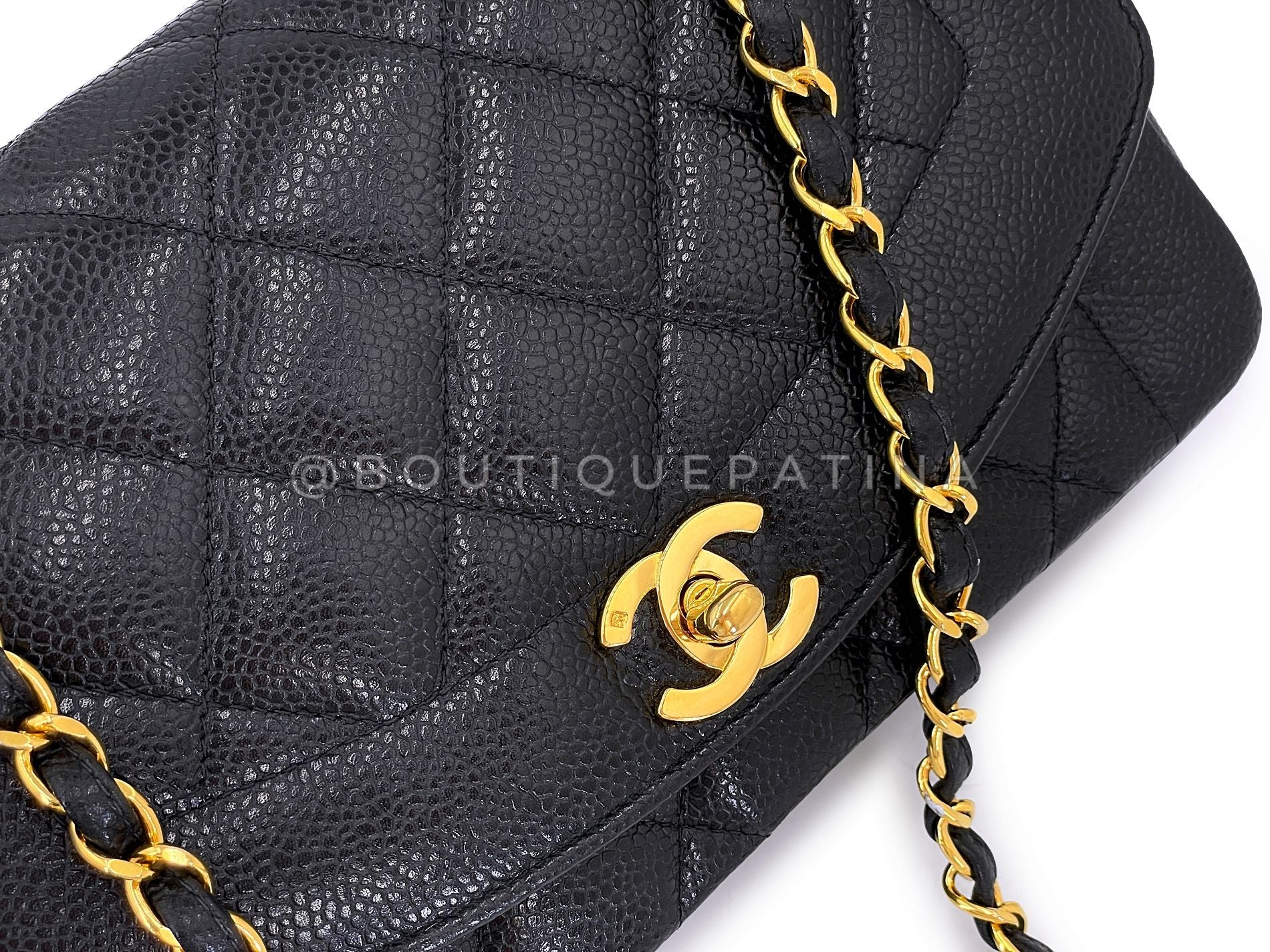 Chanel 1994 Vintage Black Caviar Small Diana Flap Bag 24k GHW 62T - Image 8