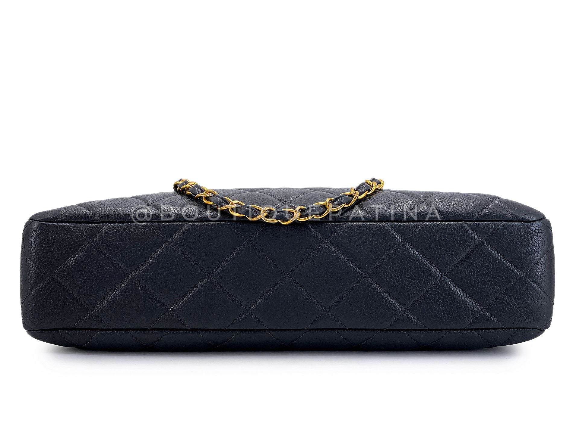 Chanel 90s Vintage Black Caviar Timeless Medium Turnlock Shopper Tote Bag 24k GHW EMO - Image 6