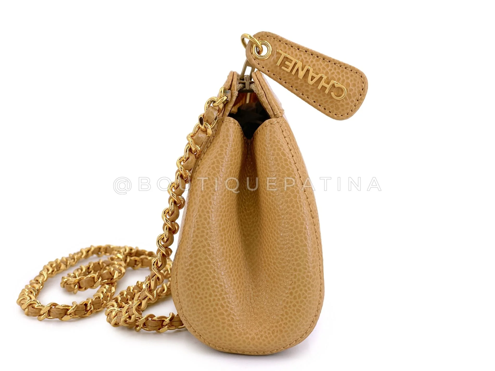 Chanel 1997 Vintage Beige Caviar Crossbody Mini Pouch Bag 24k GHW STT - Image 5