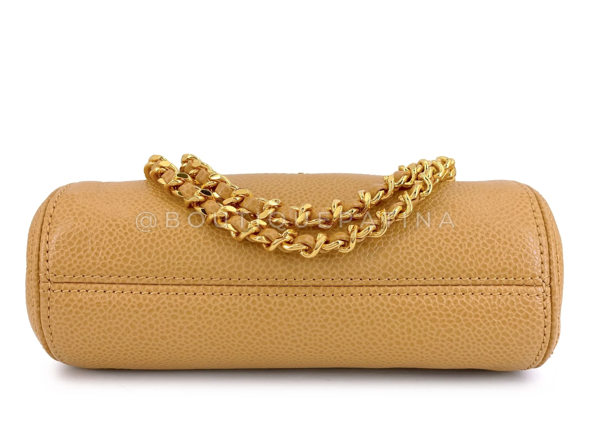 Chanel 1997 Vintage Beige Caviar Crossbody Mini Pouch Bag 24k GHW STT - Image 7