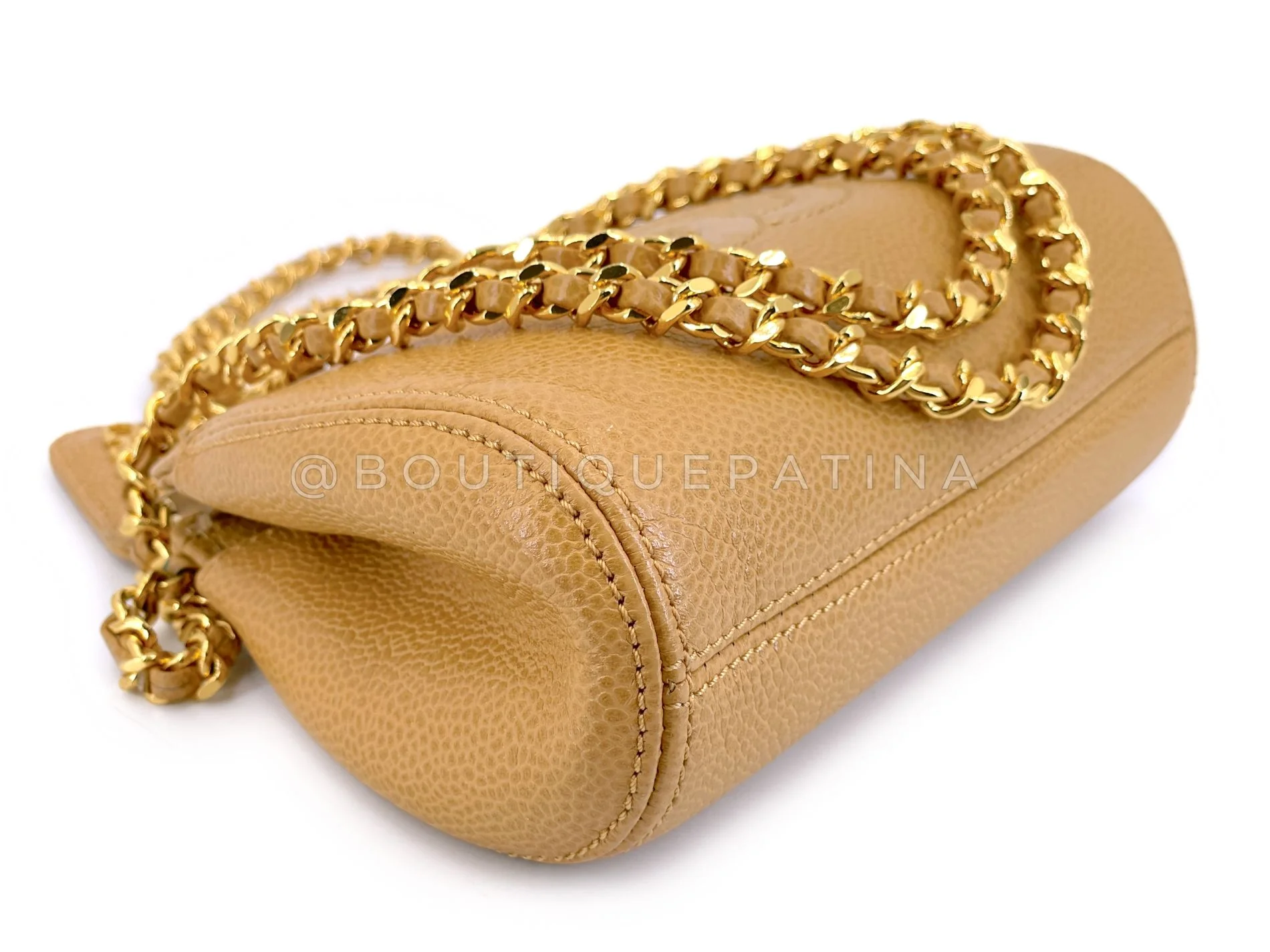 Chanel 1997 Vintage Beige Caviar Crossbody Mini Pouch Bag 24k GHW STT - Image 8