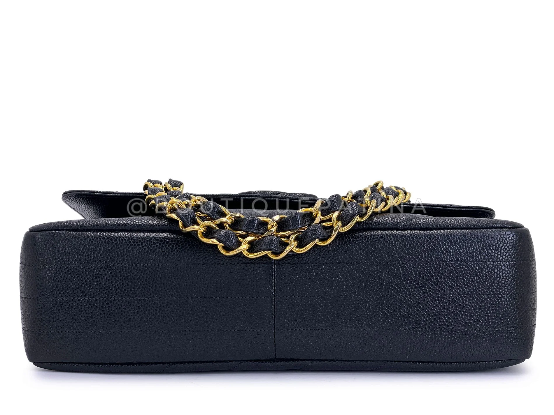 Chanel Vintage Caviar Covered CC Jumbo Flap Bag Black H4F - Image 6
