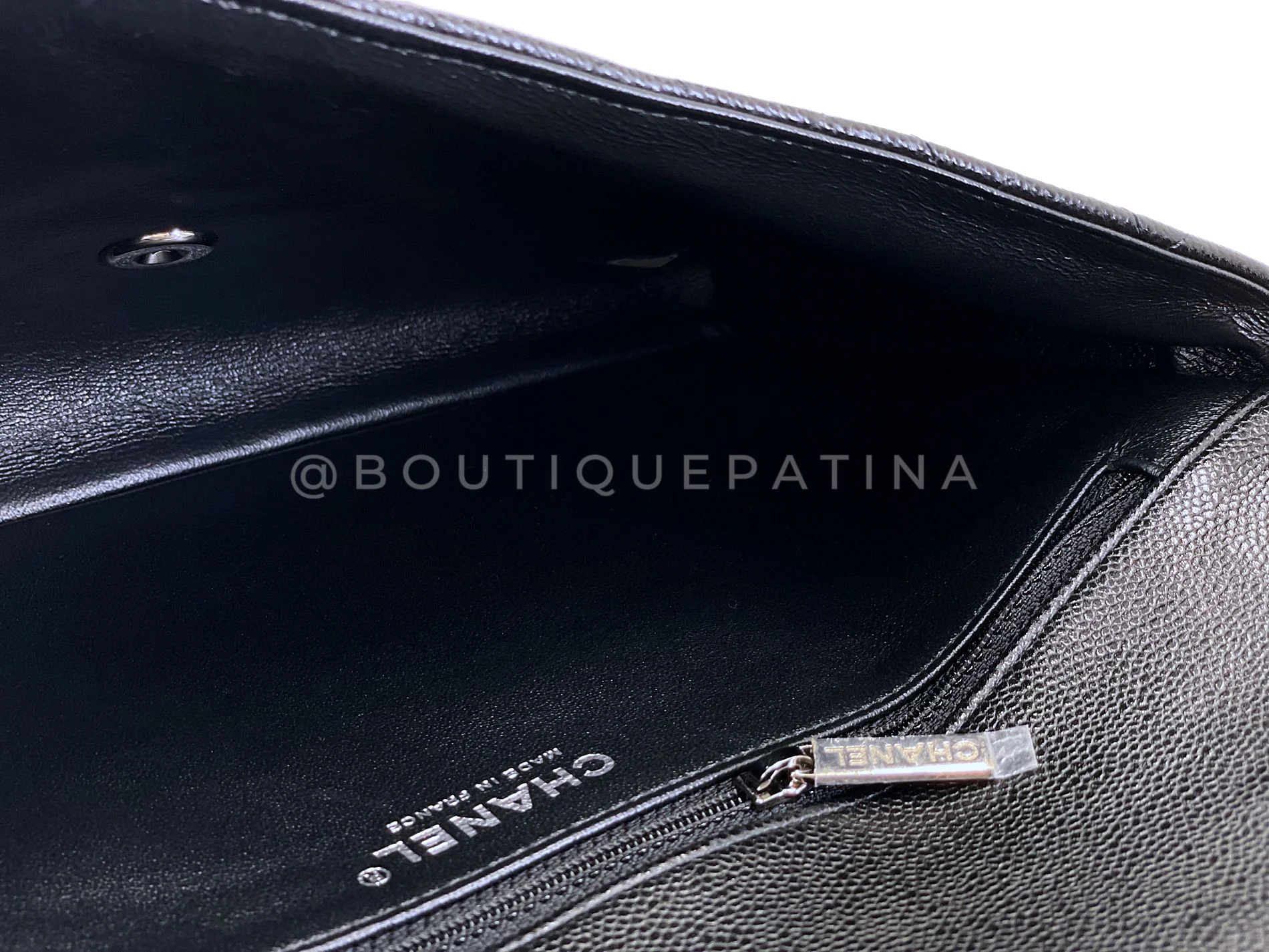 Chanel 2020 Black Caviar Timeless Flap Clutch Bag SHW DTG - Image 10