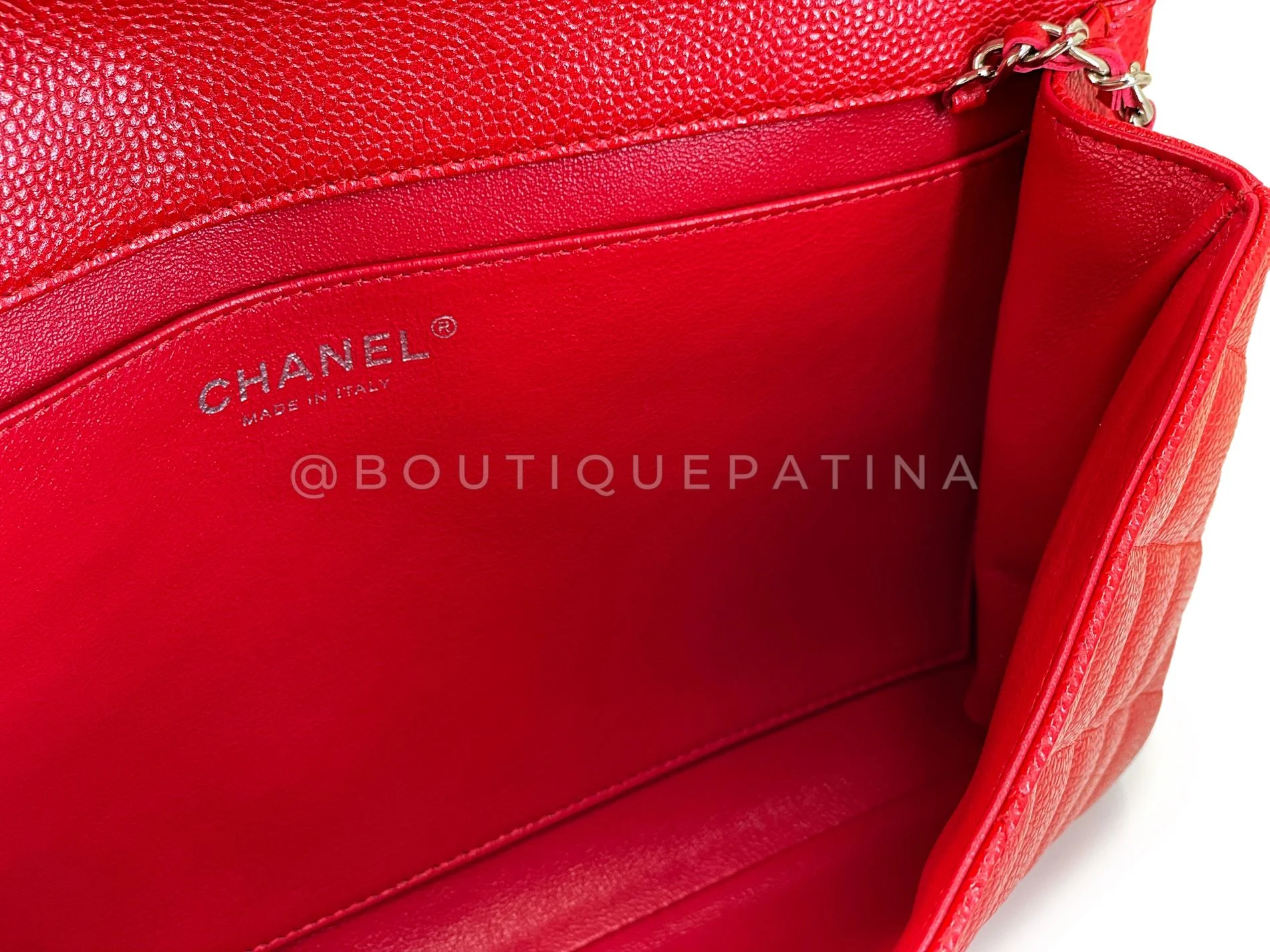 Chanel 2012 Red Caviar Timeless Classic Clutch on Chain Bag SHW YXQ - Image 12