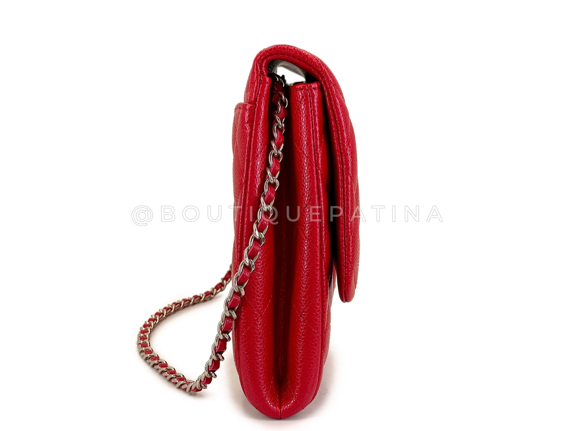 Chanel 2012 Red Caviar Timeless Classic Clutch on Chain Bag SHW YXQ - Image 5