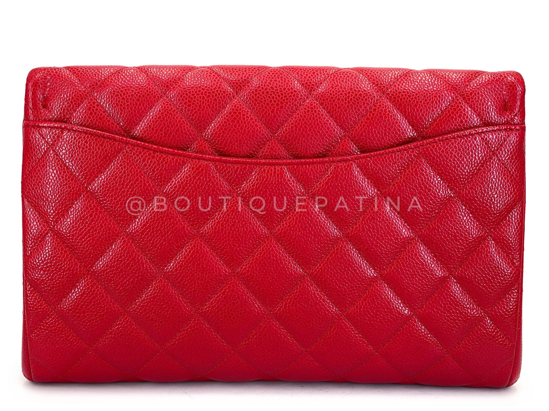 Chanel 2012 Red Caviar Timeless Classic Clutch on Chain Bag SHW YXQ - Image 6