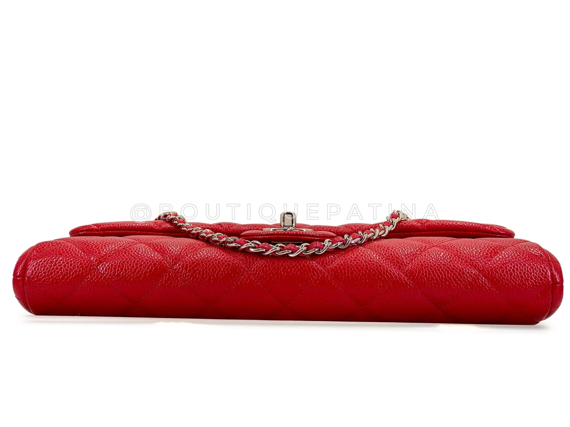 Chanel 2012 Red Caviar Timeless Classic Clutch on Chain Bag SHW YXQ - Image 7