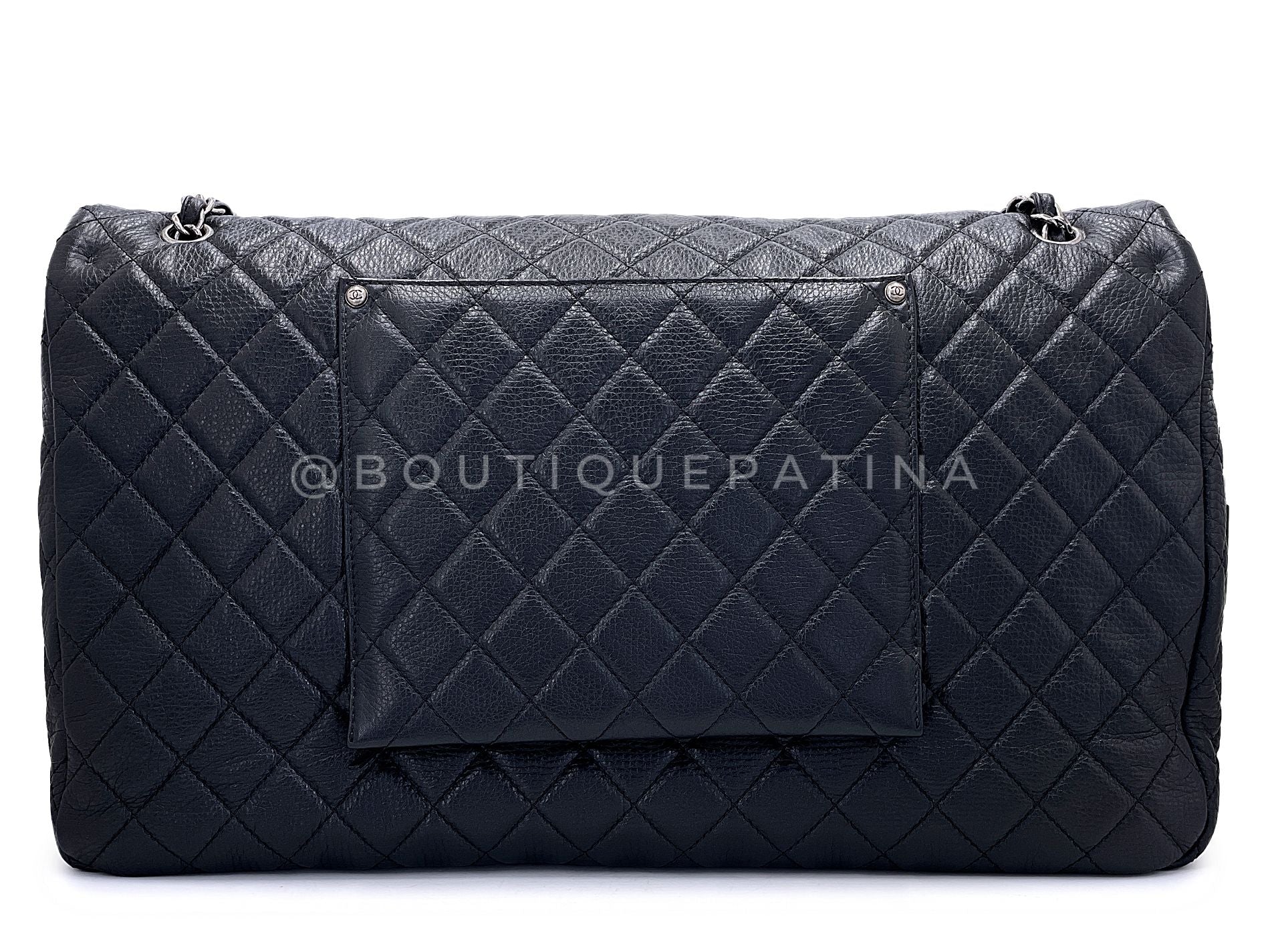 Chanel 2016 Black Grained Calfskin Airlines XXL Flap Bag RVX - Image 5