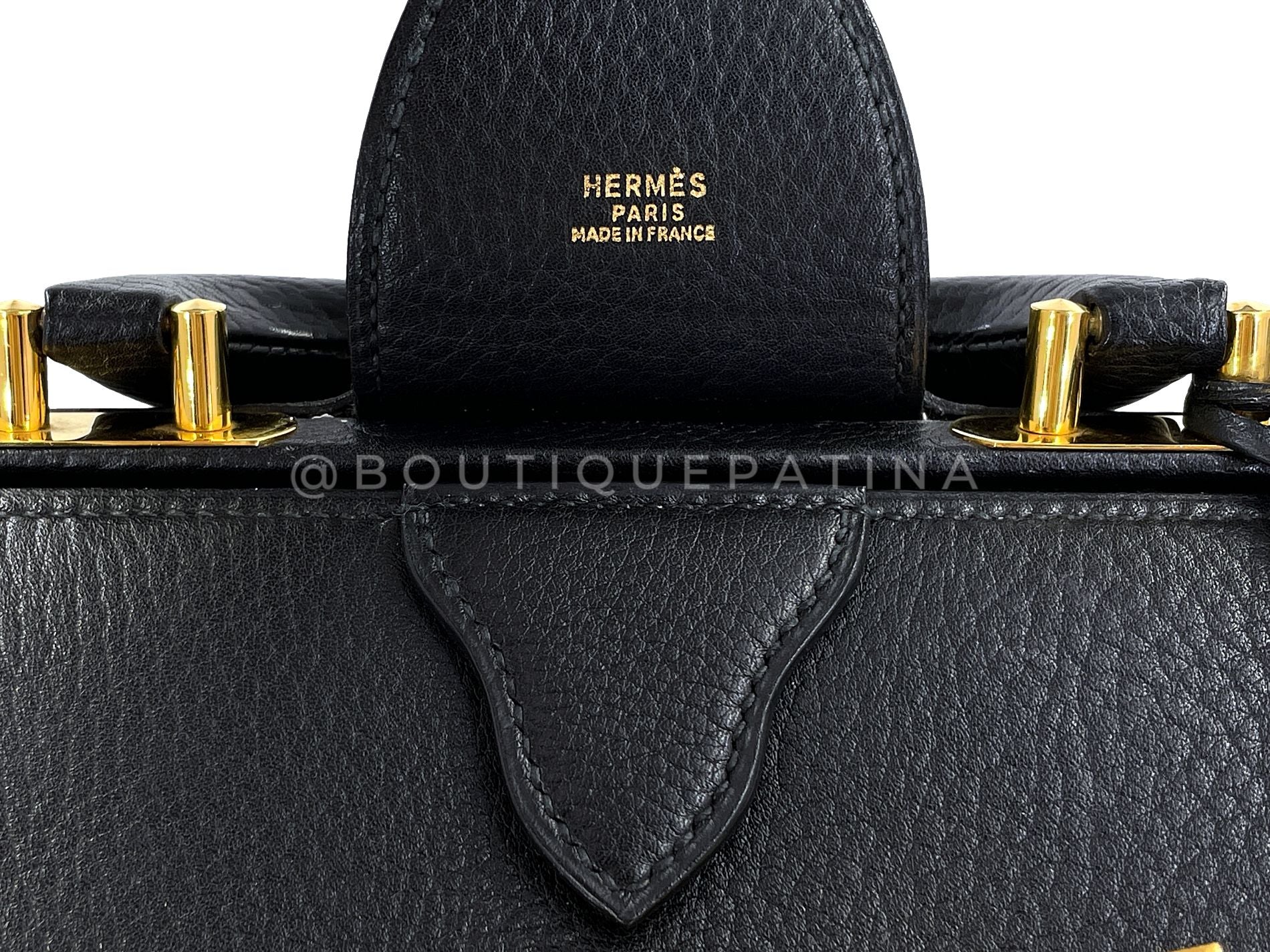 Hermes Vintage 1995 Black Fjord Sac a Depeche Dulles Pilots Doctor's bag D3A - Image 11