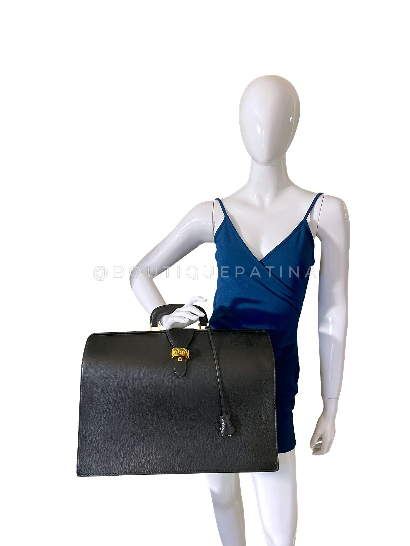 Hermes Vintage 1995 Black Fjord Sac a Depeche Dulles Pilots Doctor's bag D3A - Image 13